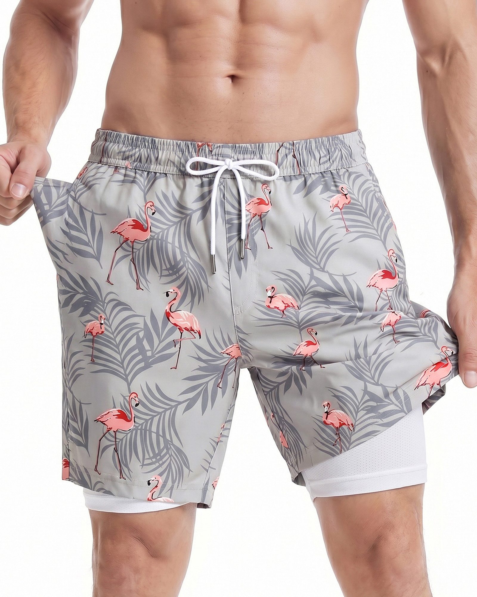 MaaMgic Shorts Herren Elastan kurze Hose 2-in-1 Badehose schnelltrocknend Sporthose (1-tlg)