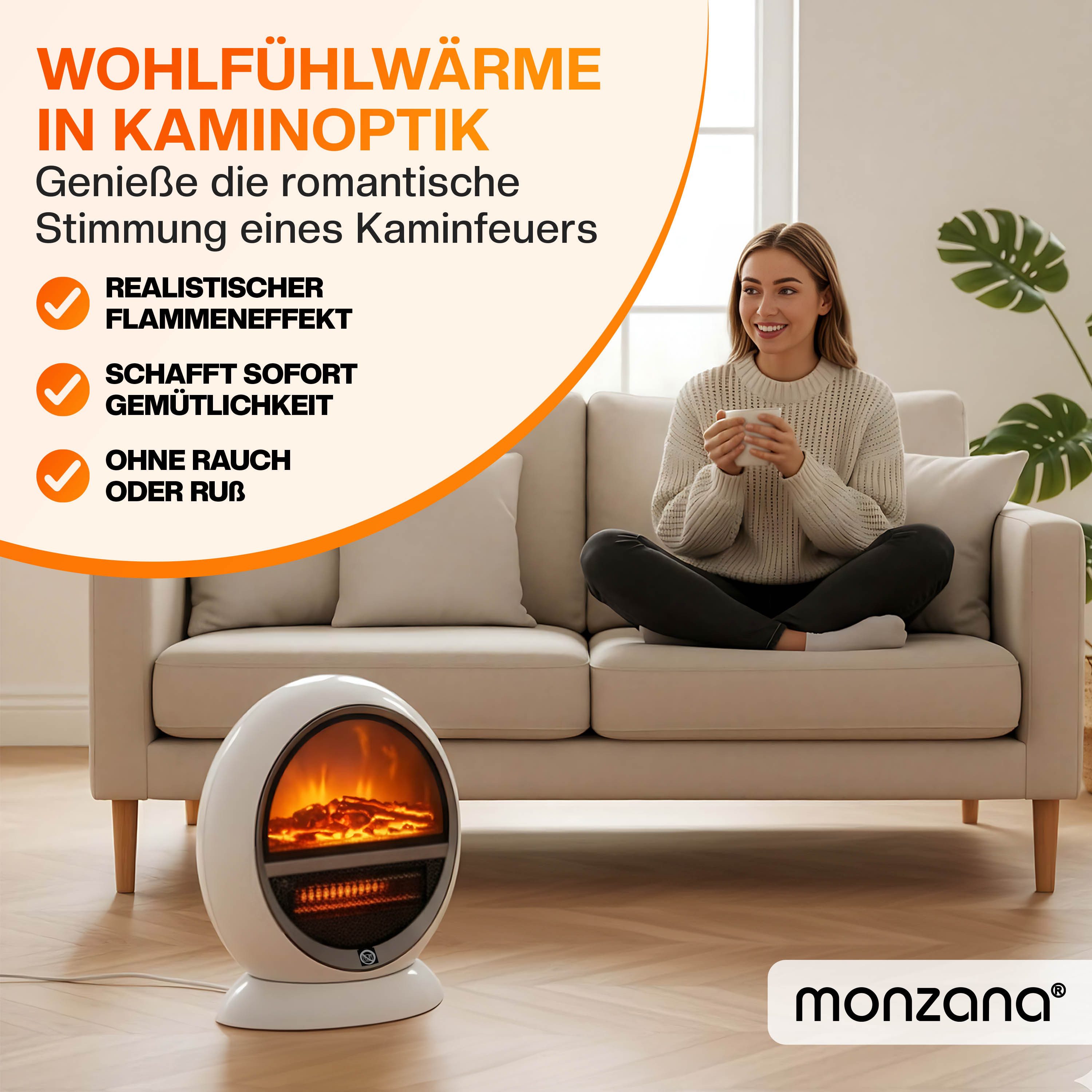 Deuba Heizlüfter, 1500 W, Kamin Optik Elektrokamin LED Flammen Effekt 2 Hei günstig online kaufen