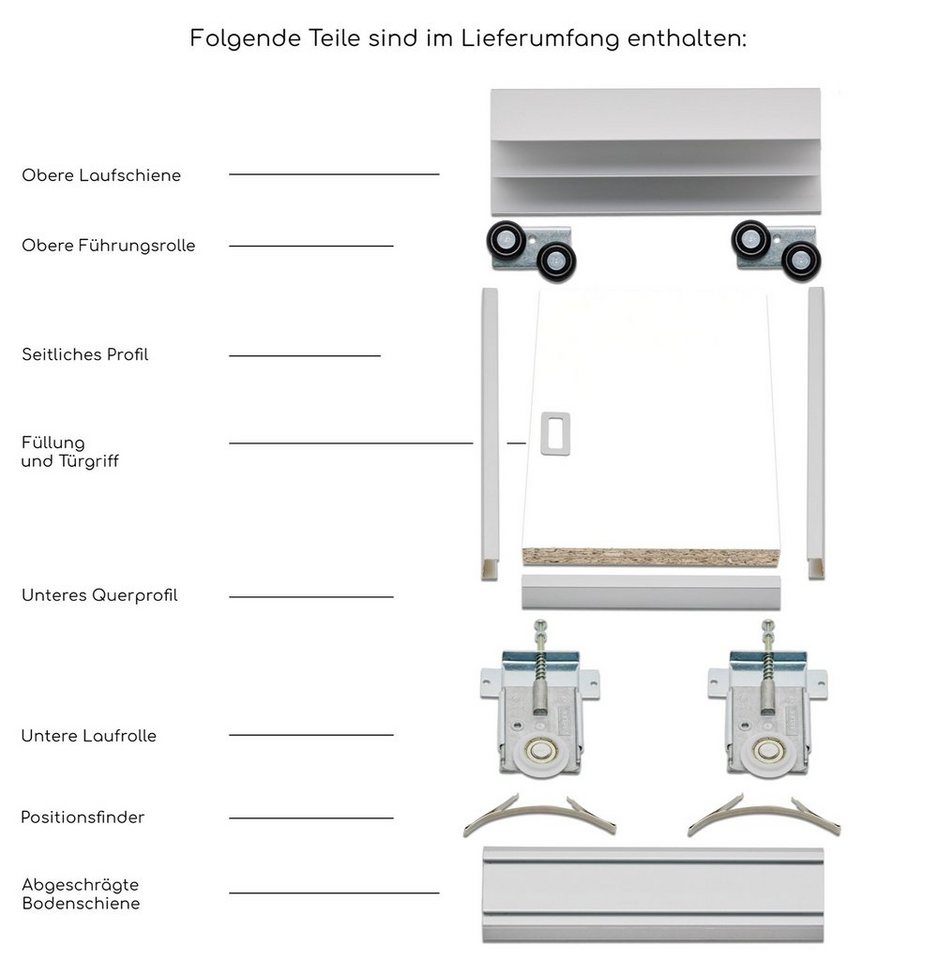 Thumbnail - hibitaro Schiebetür Hibitaro Schiebetürbausatz Komplett mit U-Profilen