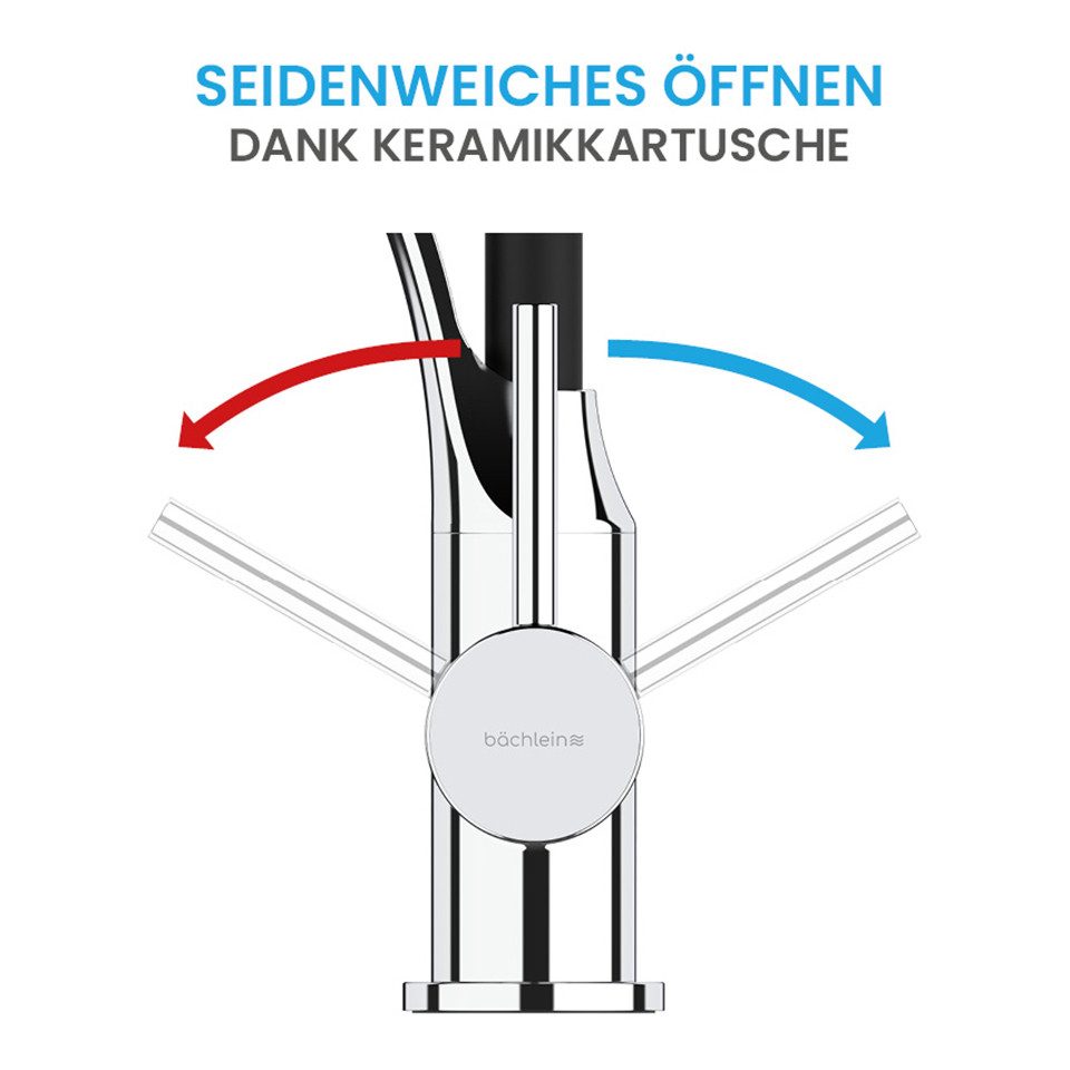Bächlein Küchenarmatur Assaranco - flexibler Küchen Wasserhahn mit magnetischer Halterung Magnethalterung der Brause