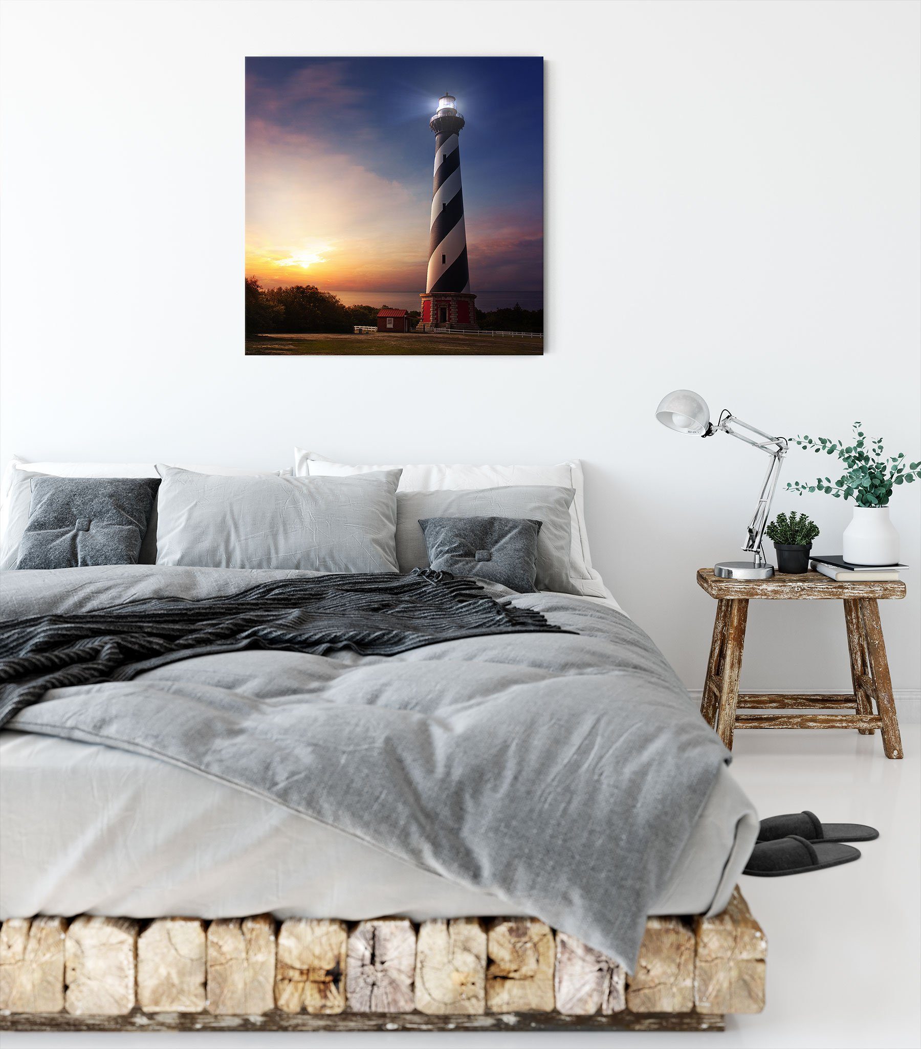 Cape St), inkl. Leuchtturm, Cape (1 bespannt, Hatteras Leinwandbild Hatteras Leinwandbild Pixxprint Leuchtturm Zackenaufhänger fertig