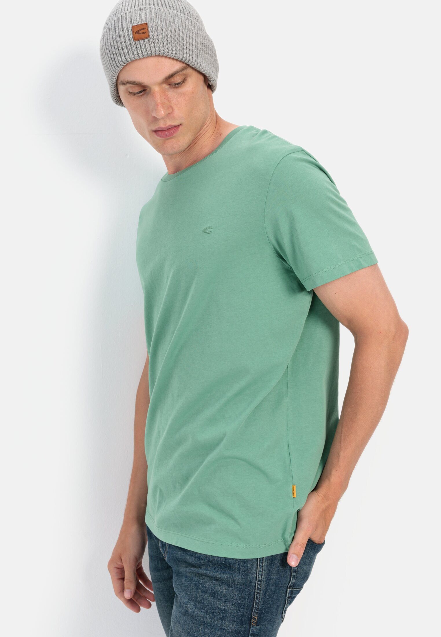 camel active T-Shirt Kurzarm Shirt aus Organic Cotton Kurzarm
