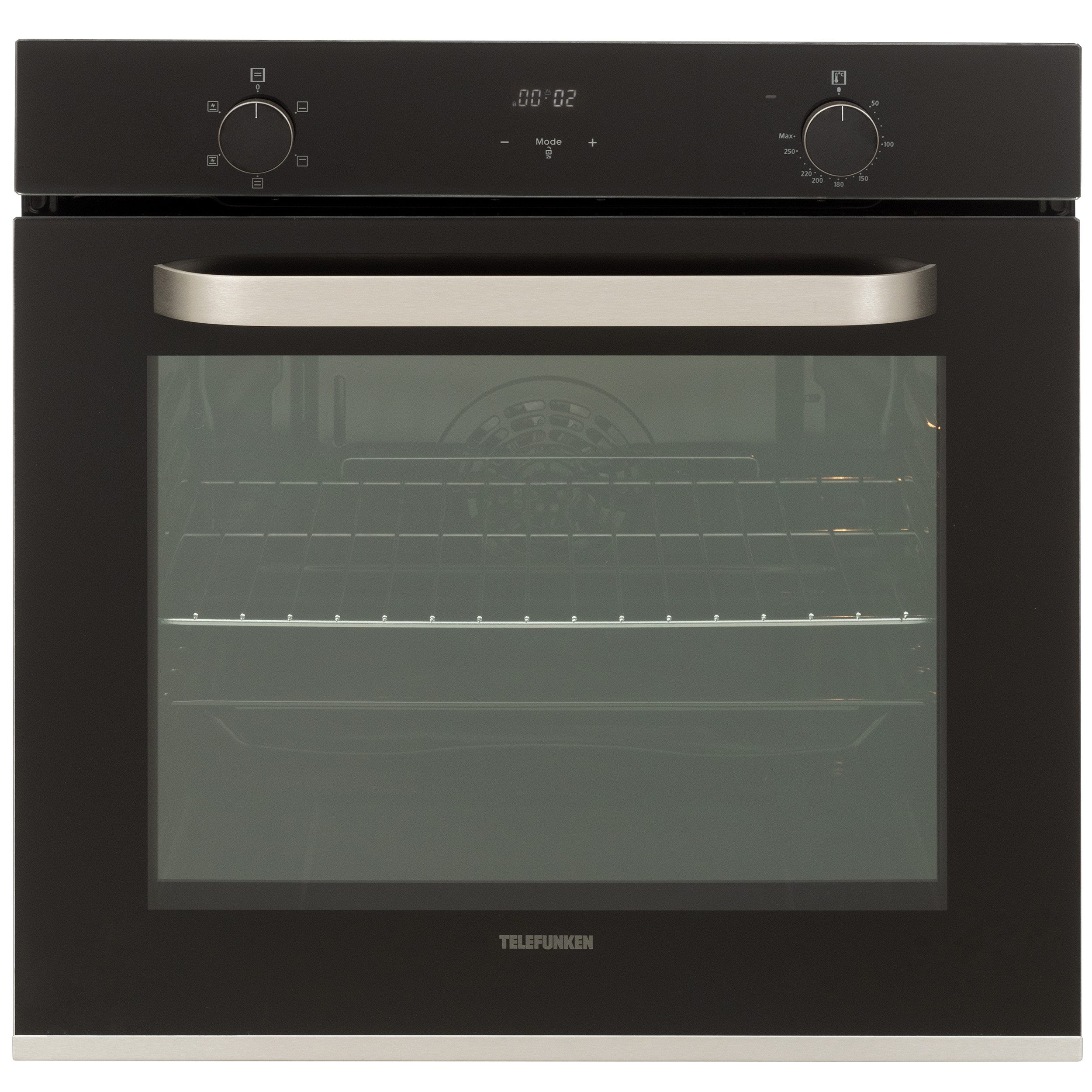 Telefunken Einbaubackofen B-OV-75-A-I, Backofen autark ohne Kochfeld, 60 cm, 73 Liter, 5 Funktionen, schwarz