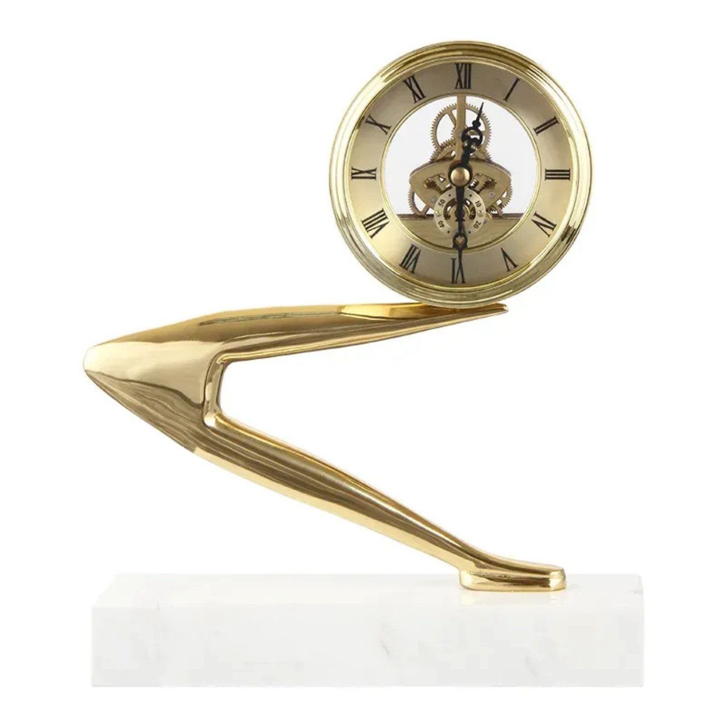 Quality Elegance Dekoobjekt Luxuriöse Messing-Tischuhr im Art-Déco-Design