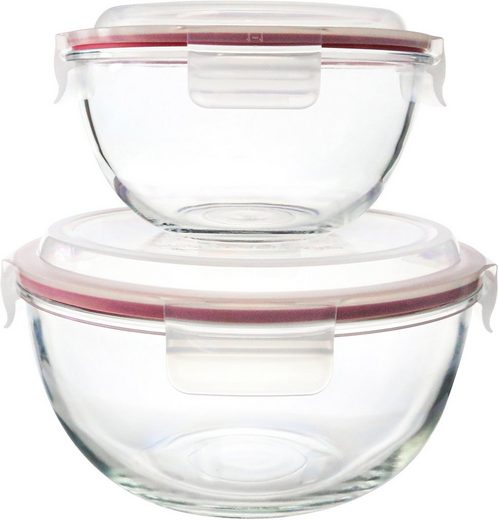 Glasslock Aufbewahrungsschüssel, Glas, Kunststoff, (Set, 2-tlg), inkl. Kunststoffdeckel
