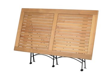 Kai Wiechmann Klapptisch Premium Teak Falttisch 150 x 80 cm als wetterfester Balkontisch, rostfreier und langlebiger Teak Eisen Gartentisch