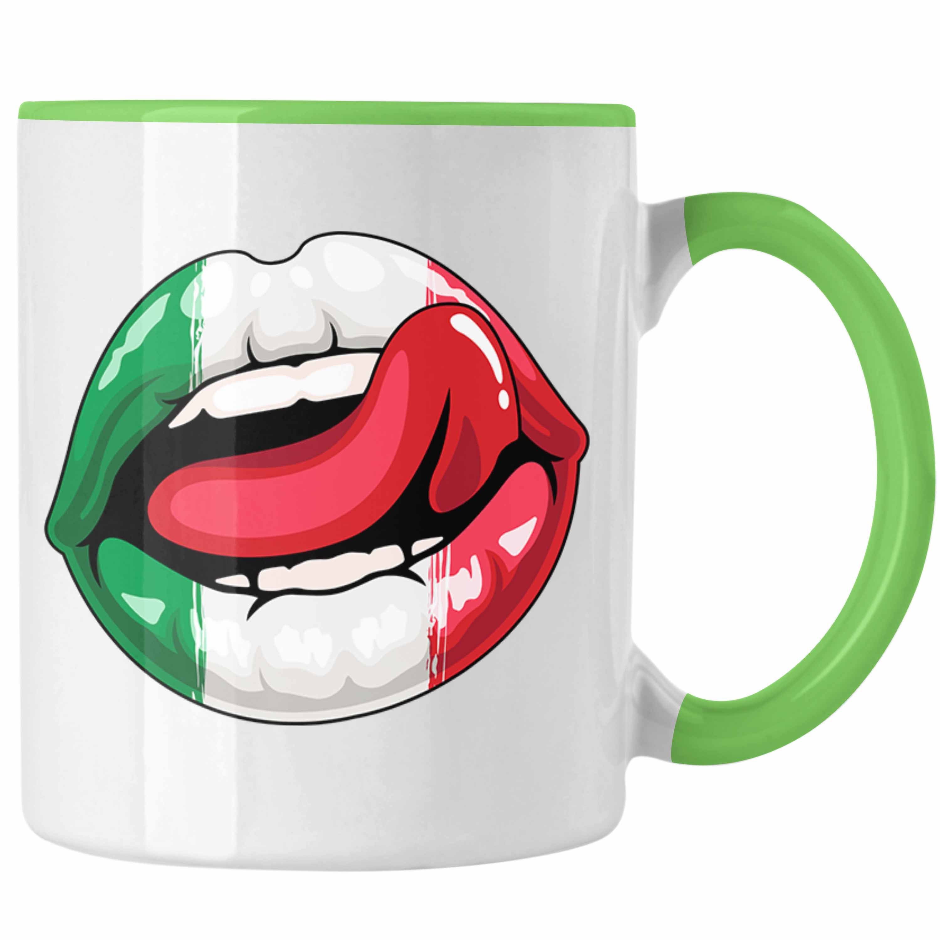 Sprüche Lippen Geschenkidee Italien Italiener Tasse Tasse Geschenk Grün Trendation