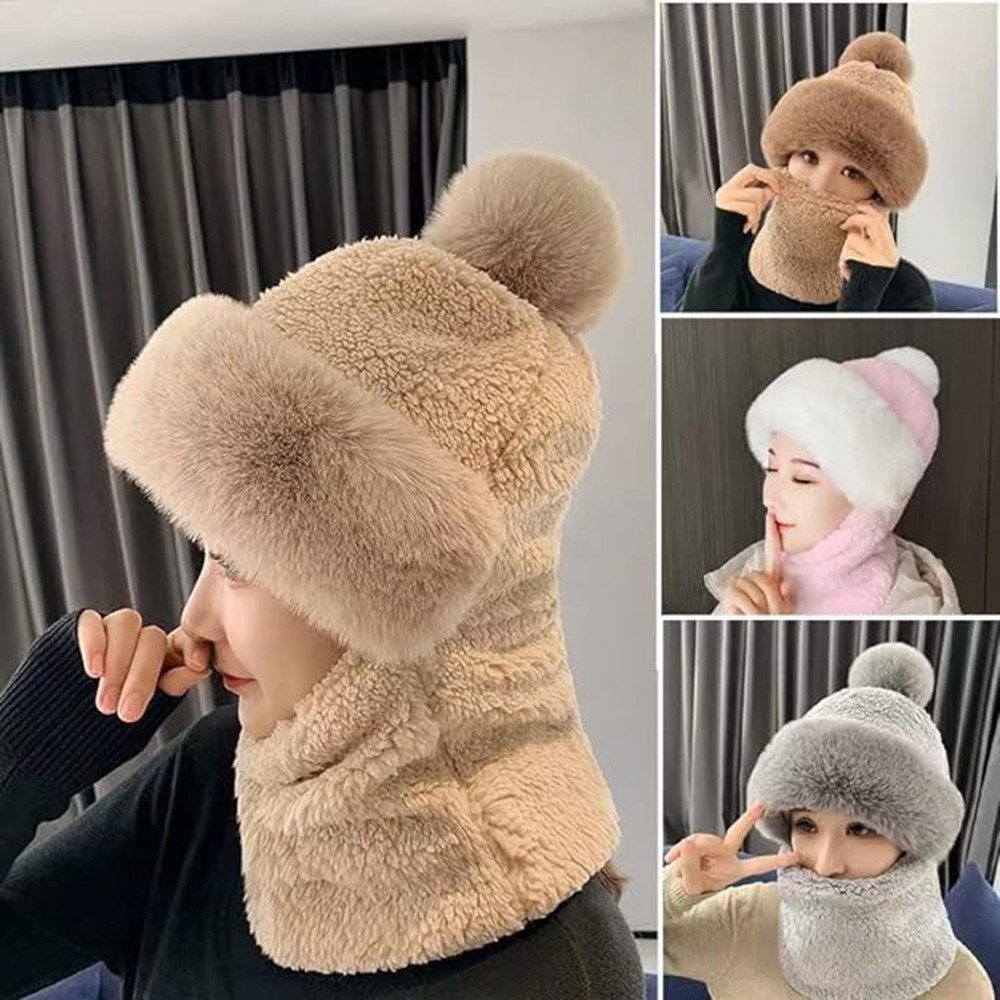 Coonoor Modeschal Damen Winter Winddichter Schal Hut 2 in 1 Frauen Schalmütze