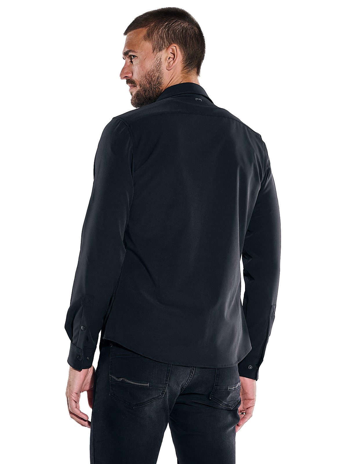 emilio adani Langarmhemd Herren Overshirt slim fit, Schwarz