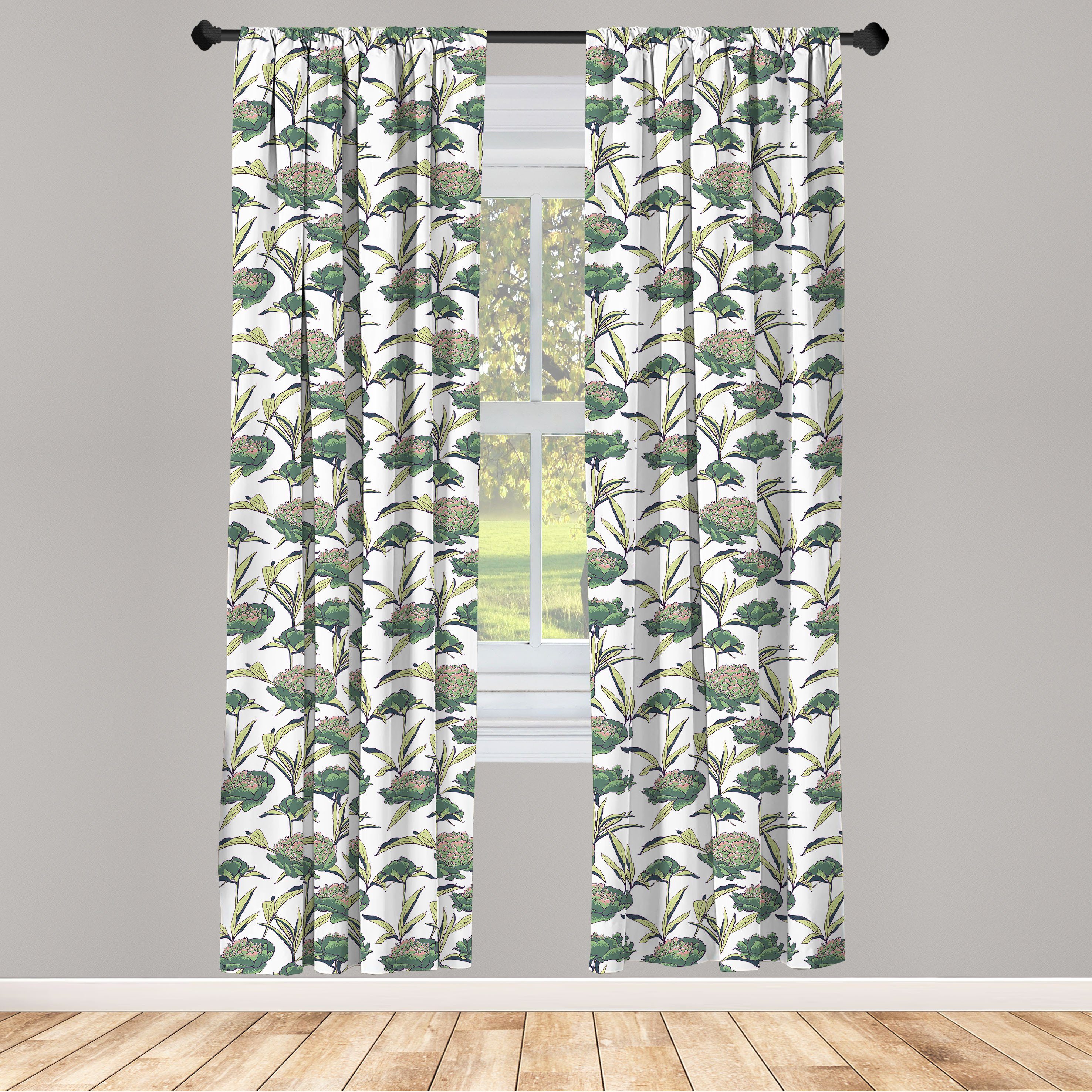 Wohnzimmer Muster Blumen Abakuhaus, Microfaser, für Pfingstrosen Dekor, Gardine Vorhang der Schlafzimmer Blätter