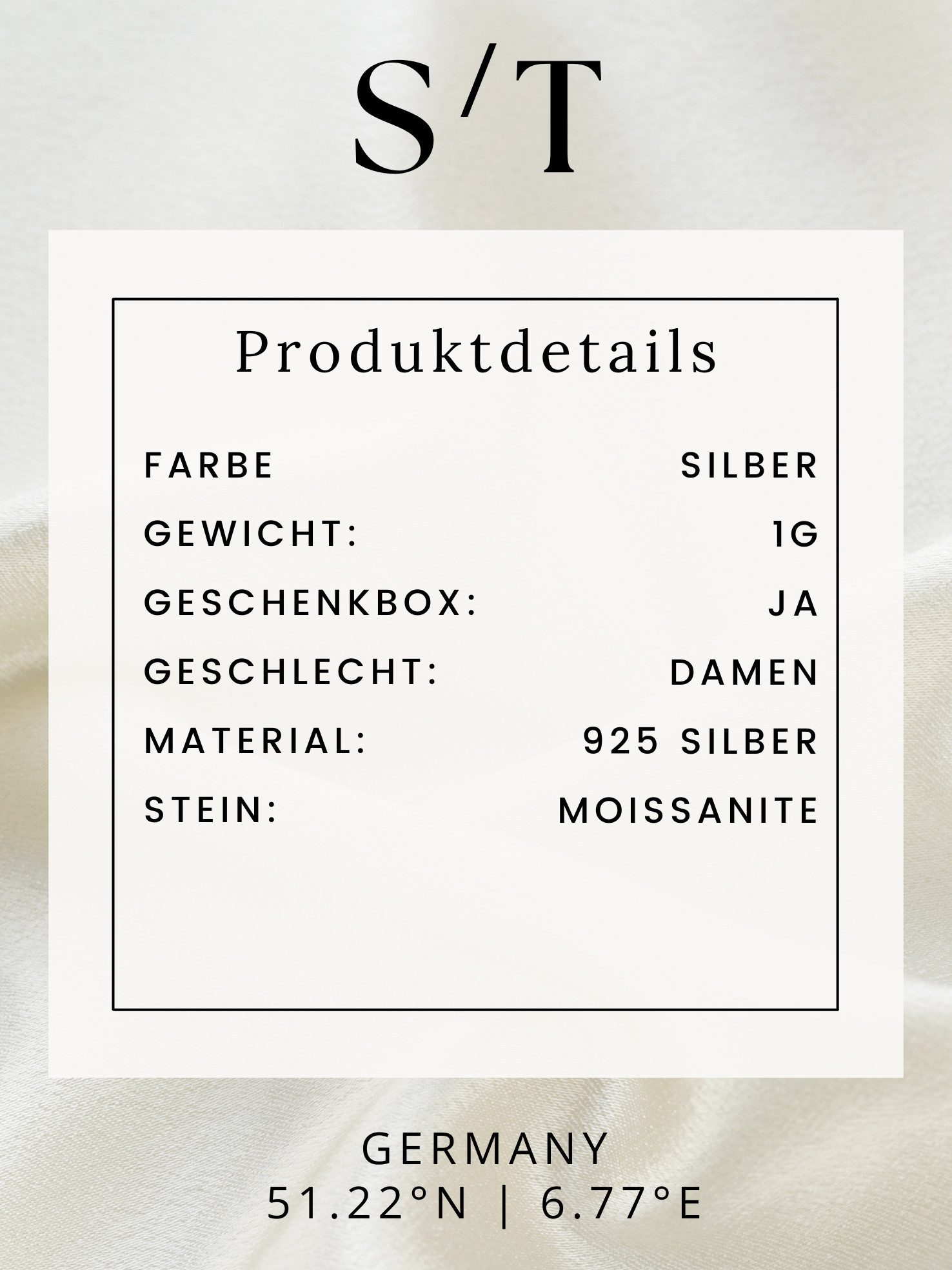 S&T Design Paar Ohrstecker Design Damen Ohrringe aus 925 Silber mit Moissanite (Zertifikat 925 Silber, Geschenkbox)