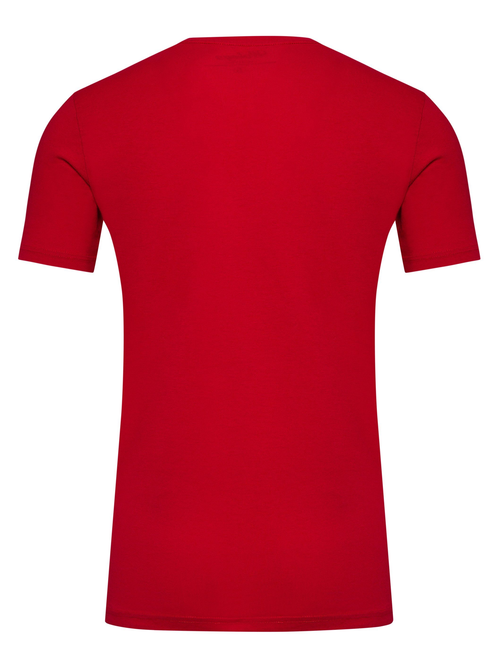 Basic Rundhalsshirt (barbados Tee cherry modernes Crew Neck Rot Alton T-Shirt WOTEGA 191757) (Set)