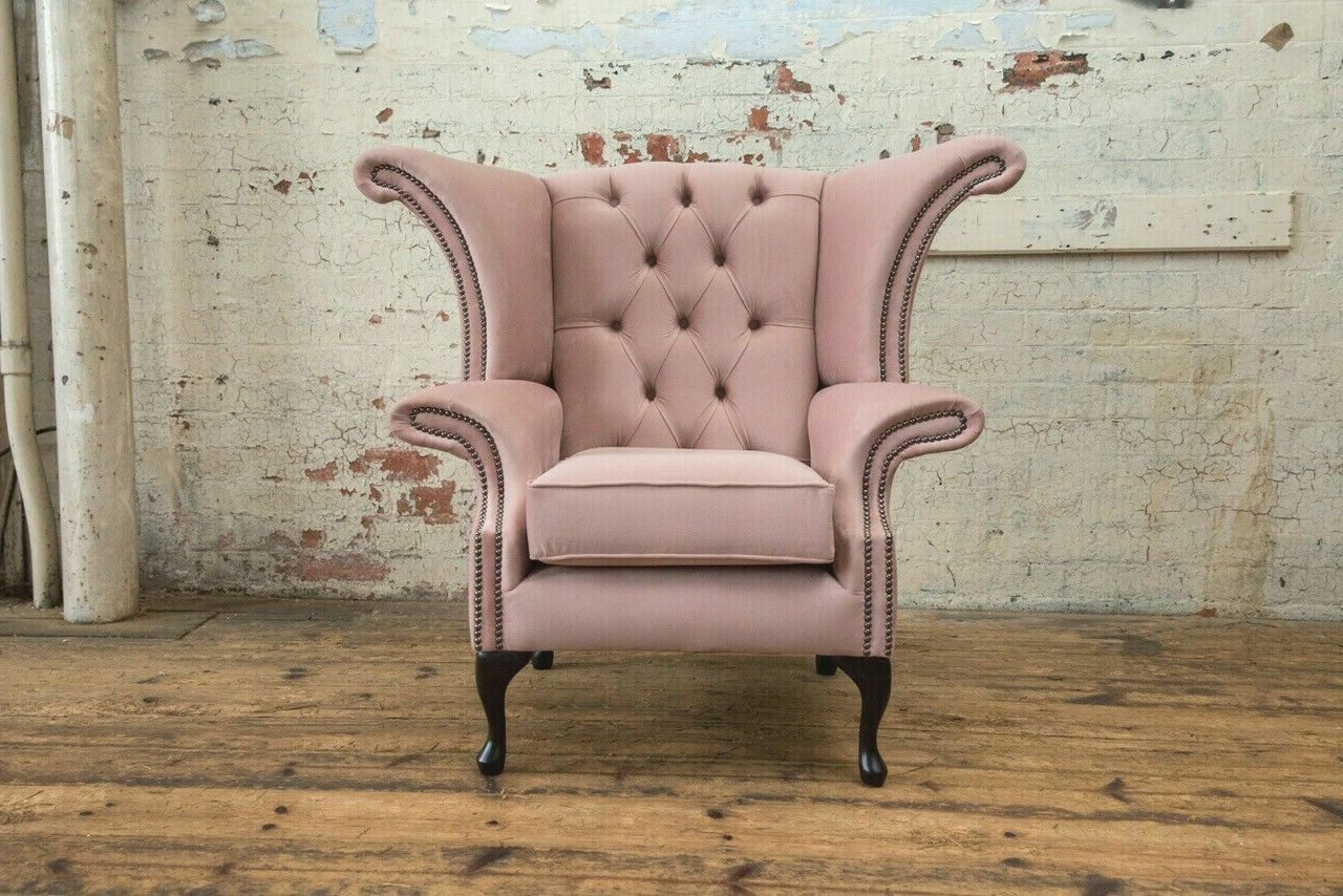 Xlmoebel Ohrensessel Chesterfield Sessel 1-Sitzer Polster Sofa Textil Rosa (1-St), Made in Europa