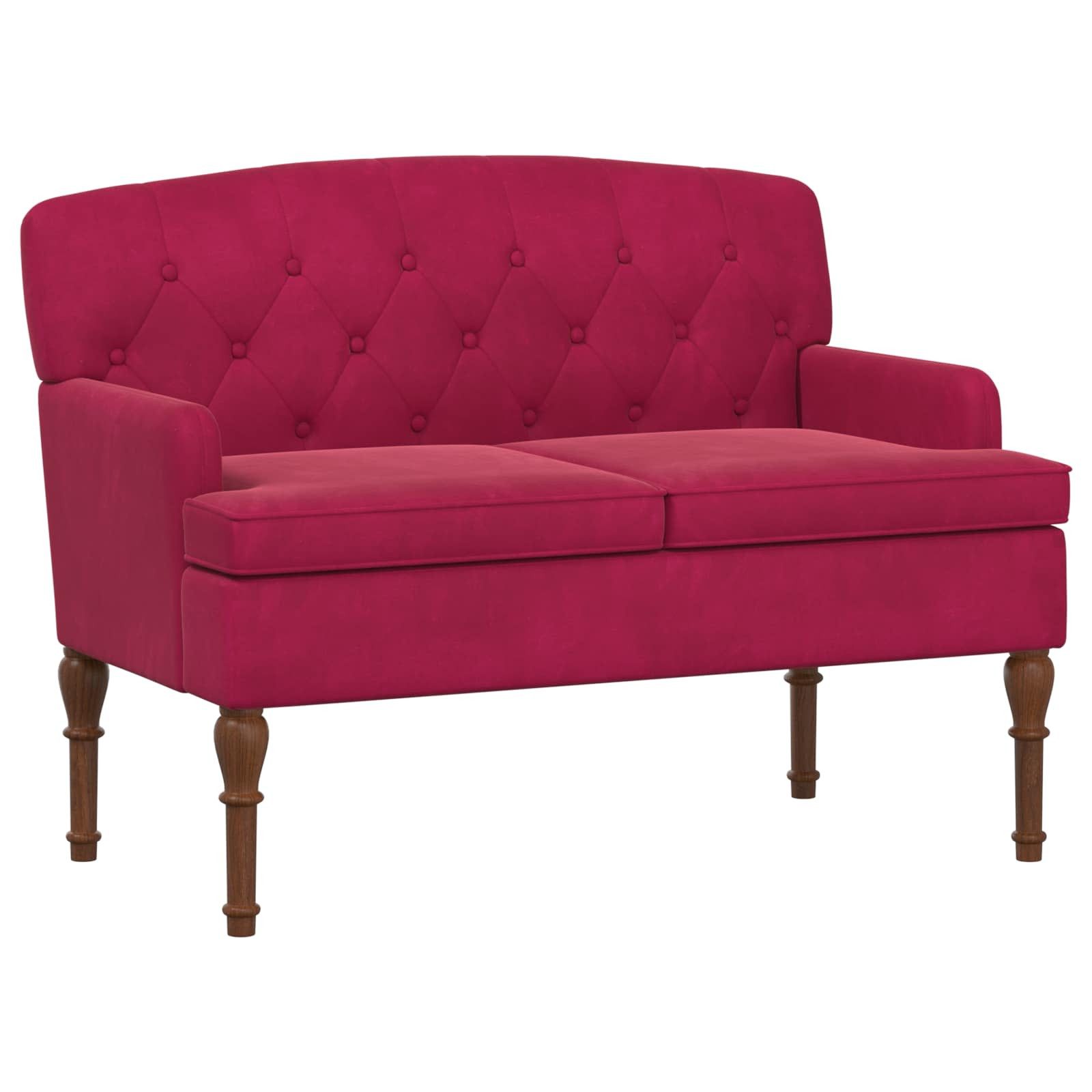 vidaXL Sitzbank Zweisitzer mit Knopfheftung Weinrot 111 x 65 x 79 cm Samt (1-St)