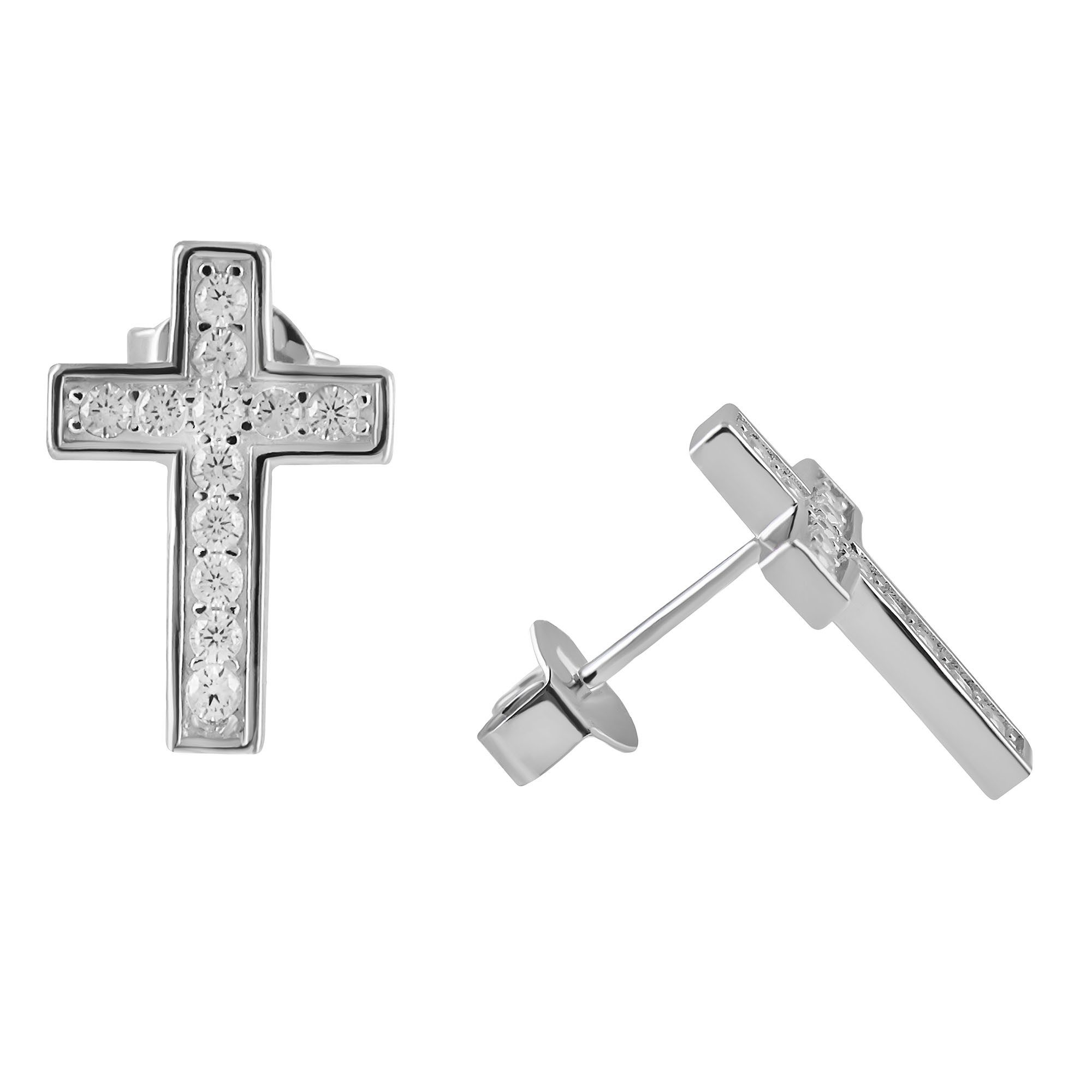 Firetti Paar Ohrstecker Schmuck Geschenk Silber 925 Ohrschmuck Ohrringe Kreuz, mit Zirkonia (synth)