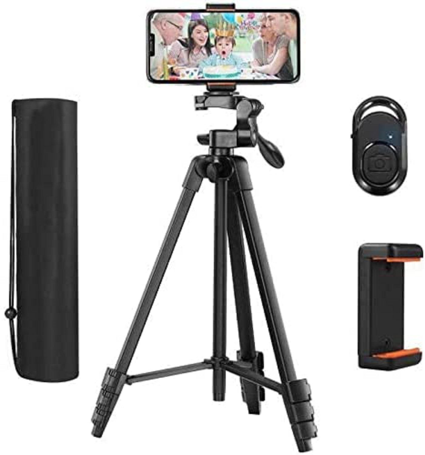 TACKLIFE Kamerastativ (137cm Alu Stativ Bluetooth mit Handyhalter)