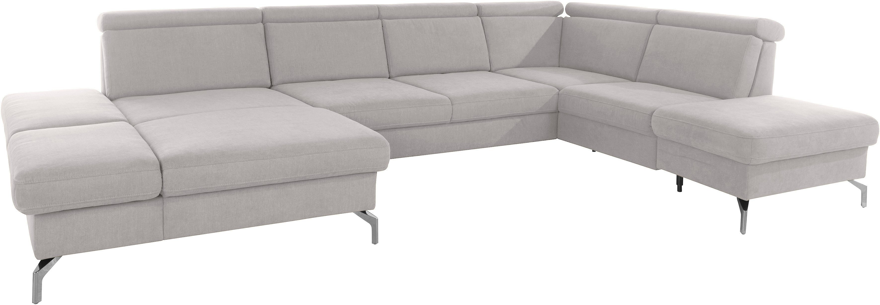 sit&more Wohnlandschaft Brisbane U-Form, Fußhöhe 15 cm, inklusive Sitztiefen-, Armteil- und Kopfteilverstellung