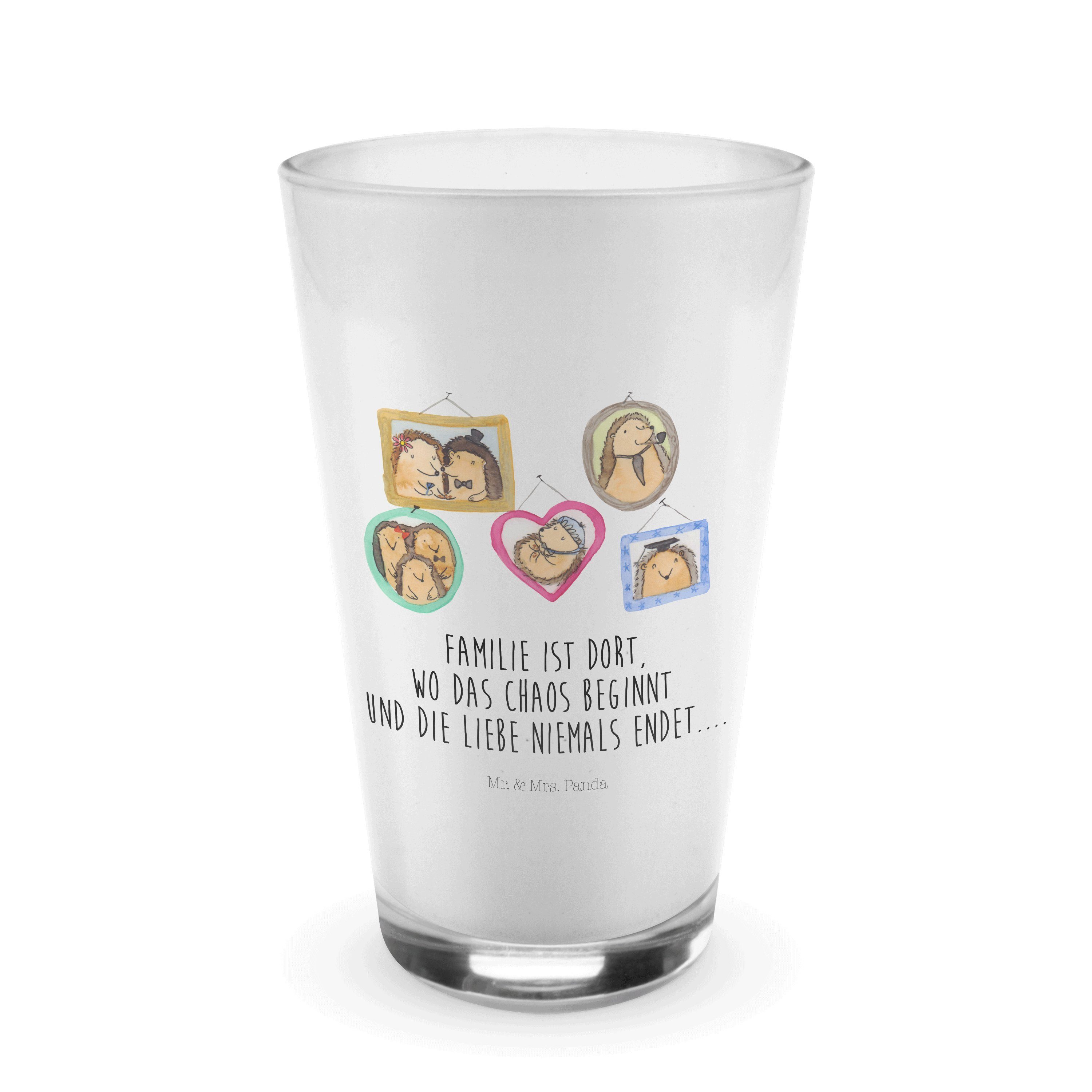 & Glas Familie Premium Mr. Panda Glas Latte - Transparent Gl, Macchiato, - Igel Geschenk, Cappuccino Mrs.