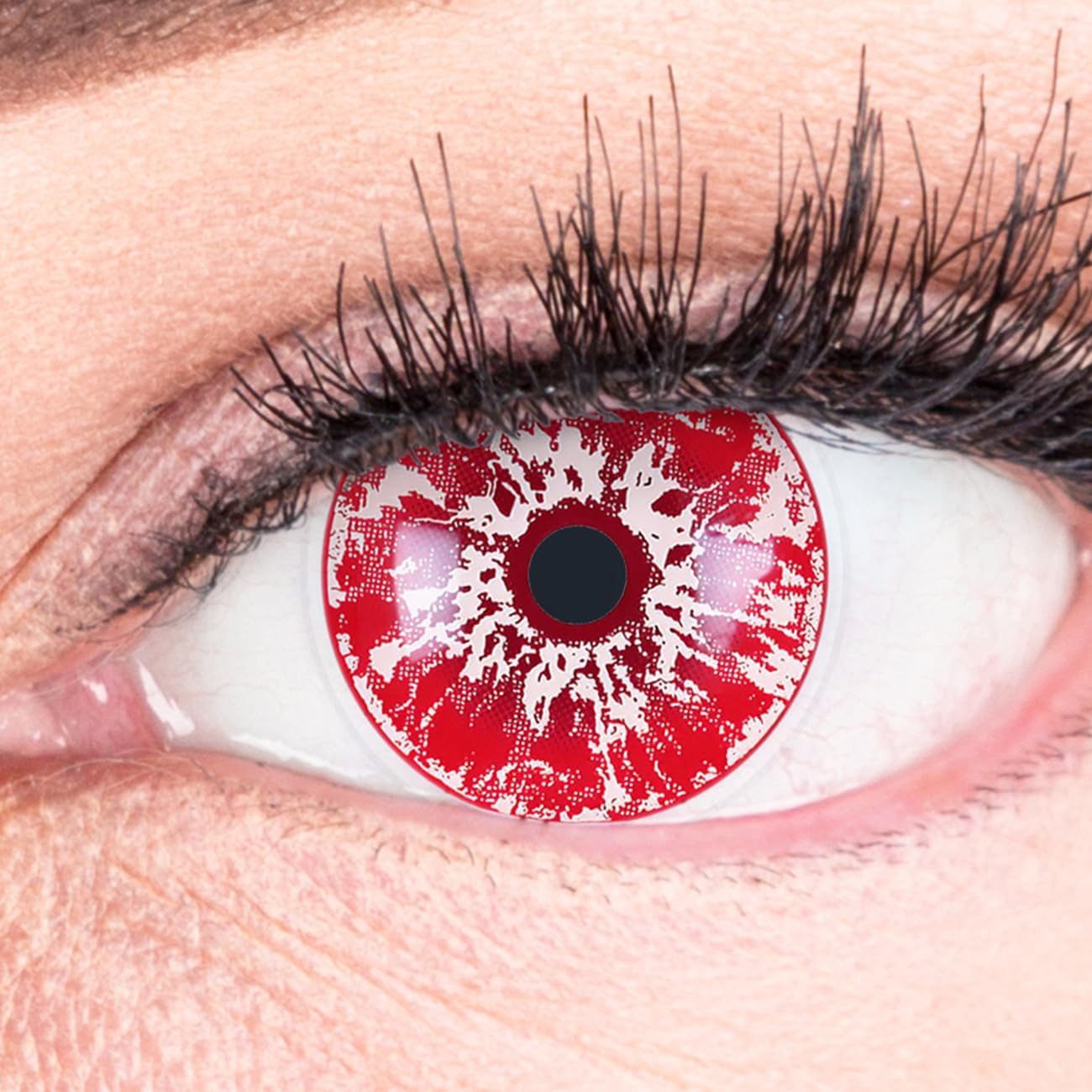 MeralenS Jahreslinsen Farbige Ice Red Kontaktlinsen - Ohne Stärke für Cosplays