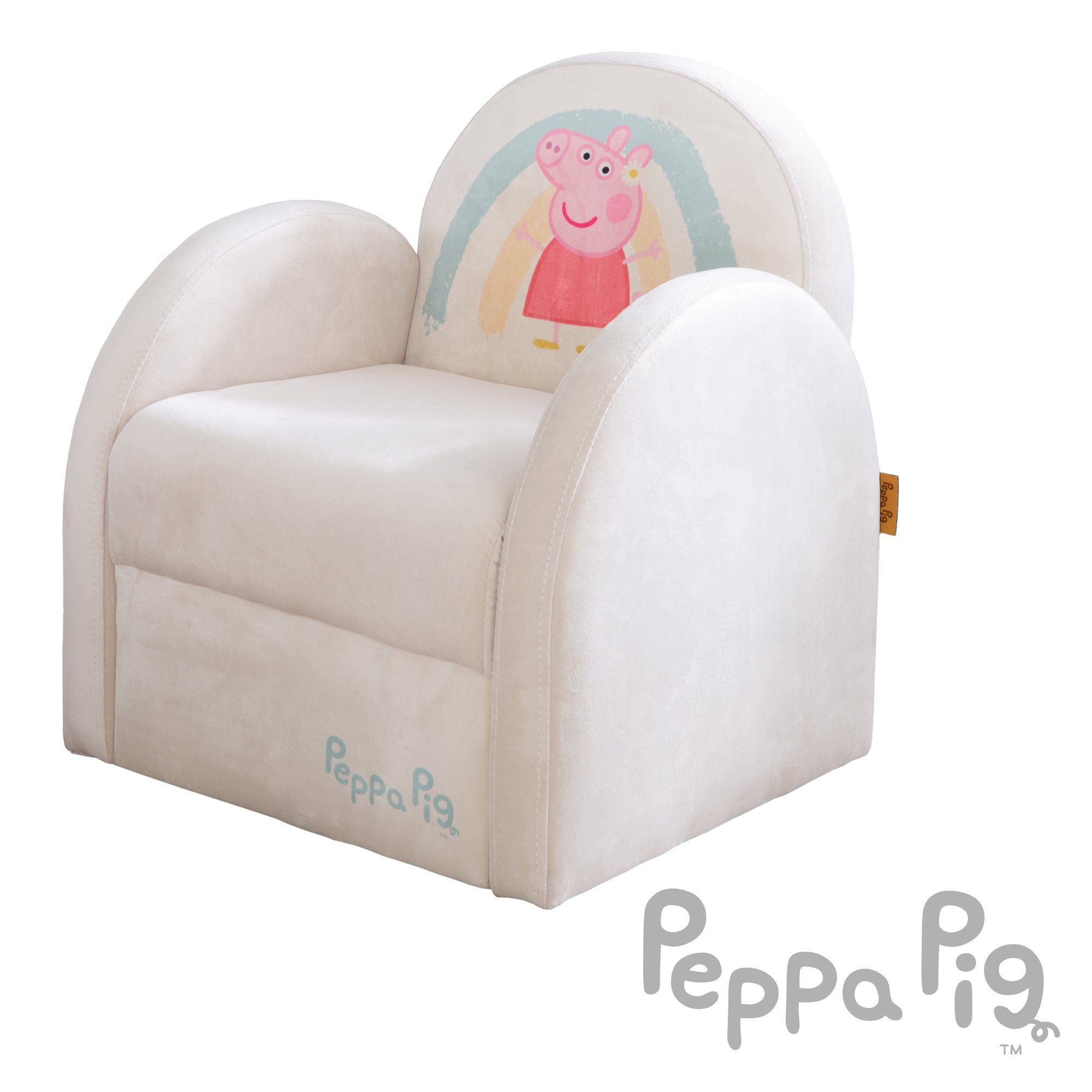 roba® Kindersessel Peppa Pig, mit Armlehnen aus Samtstoff in Beige