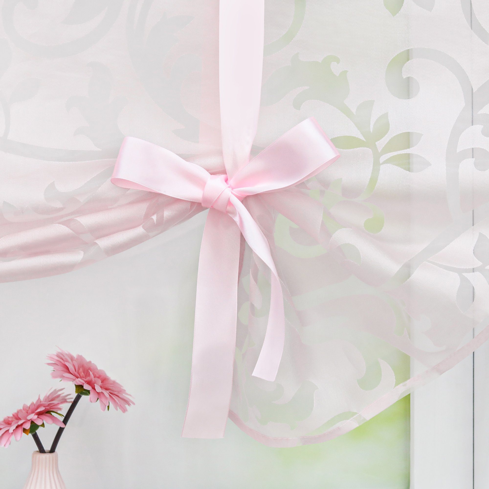 Joyswahl Raffrollo, mit Stangendurchzug, mit Tunnelzug, in Ranken Muster, Küche