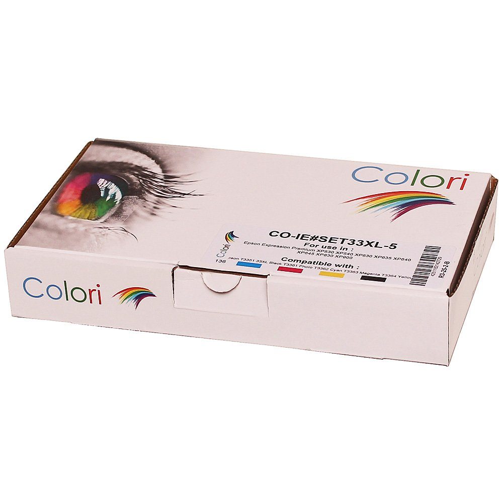 Colori Tintenpatrone (Kompatibles Set 5x Druckerpatrone für Epson 33XL Expression)