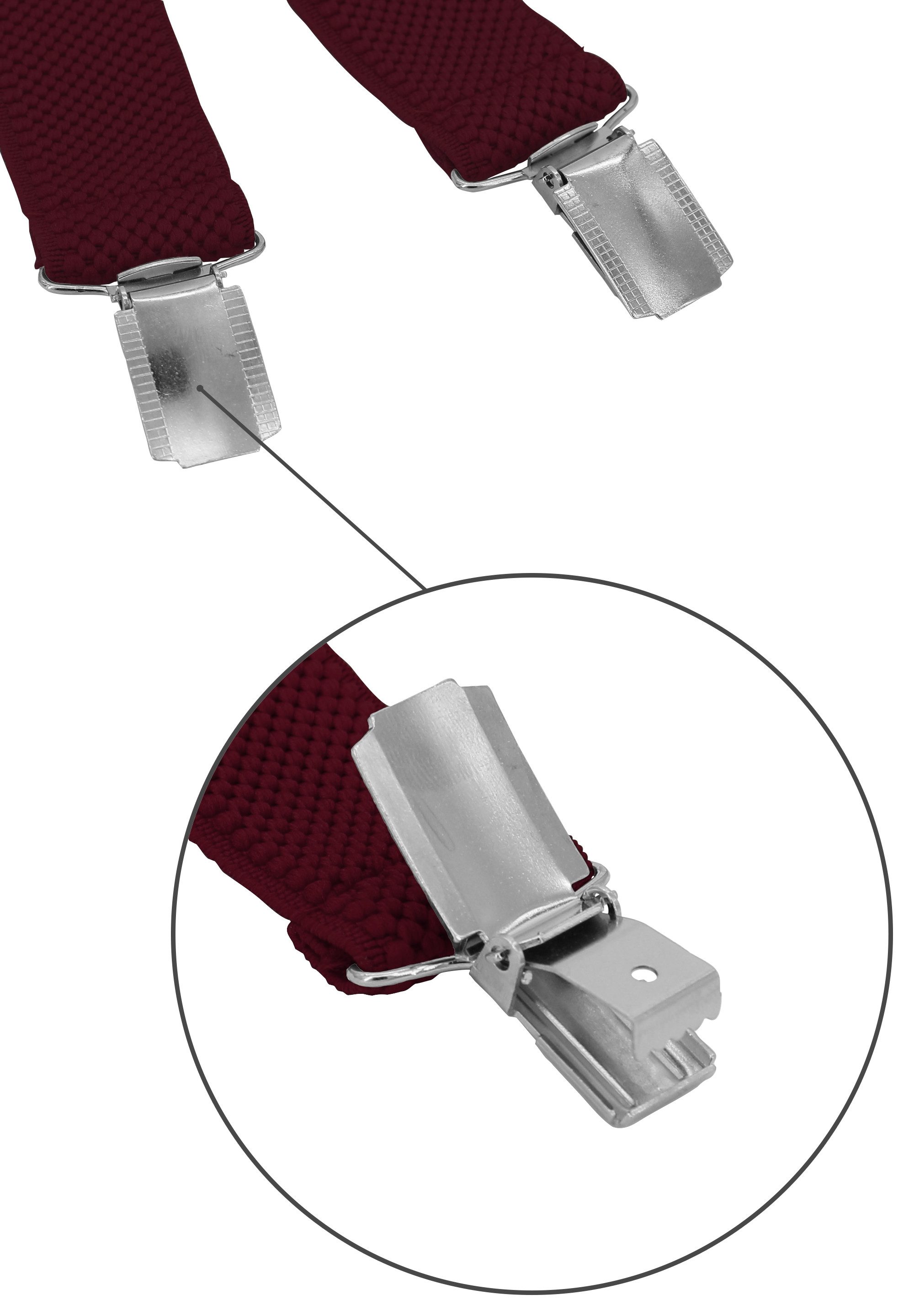 Fabio Farini Hosenträger Schmales Y-Design mit 3cm Breite verstellbar mit extra starken Clipverschluss, Bordeaux – Bild 3 von 5