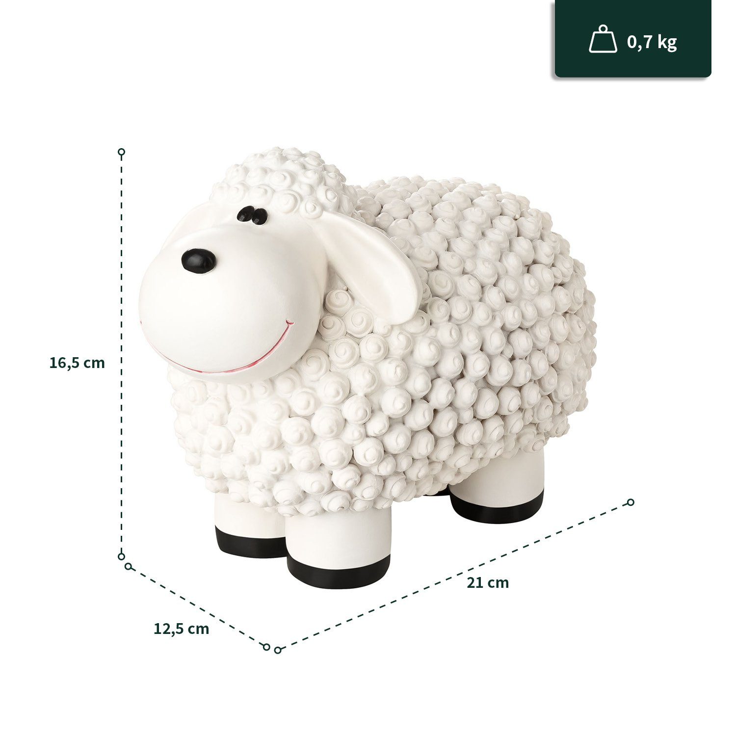 Wetterfeste Weiß Mini - Schaf Gartendeko Außen, Schaf VERDOBA - Deko Gartenfigur Gartenfigur für Polyresin