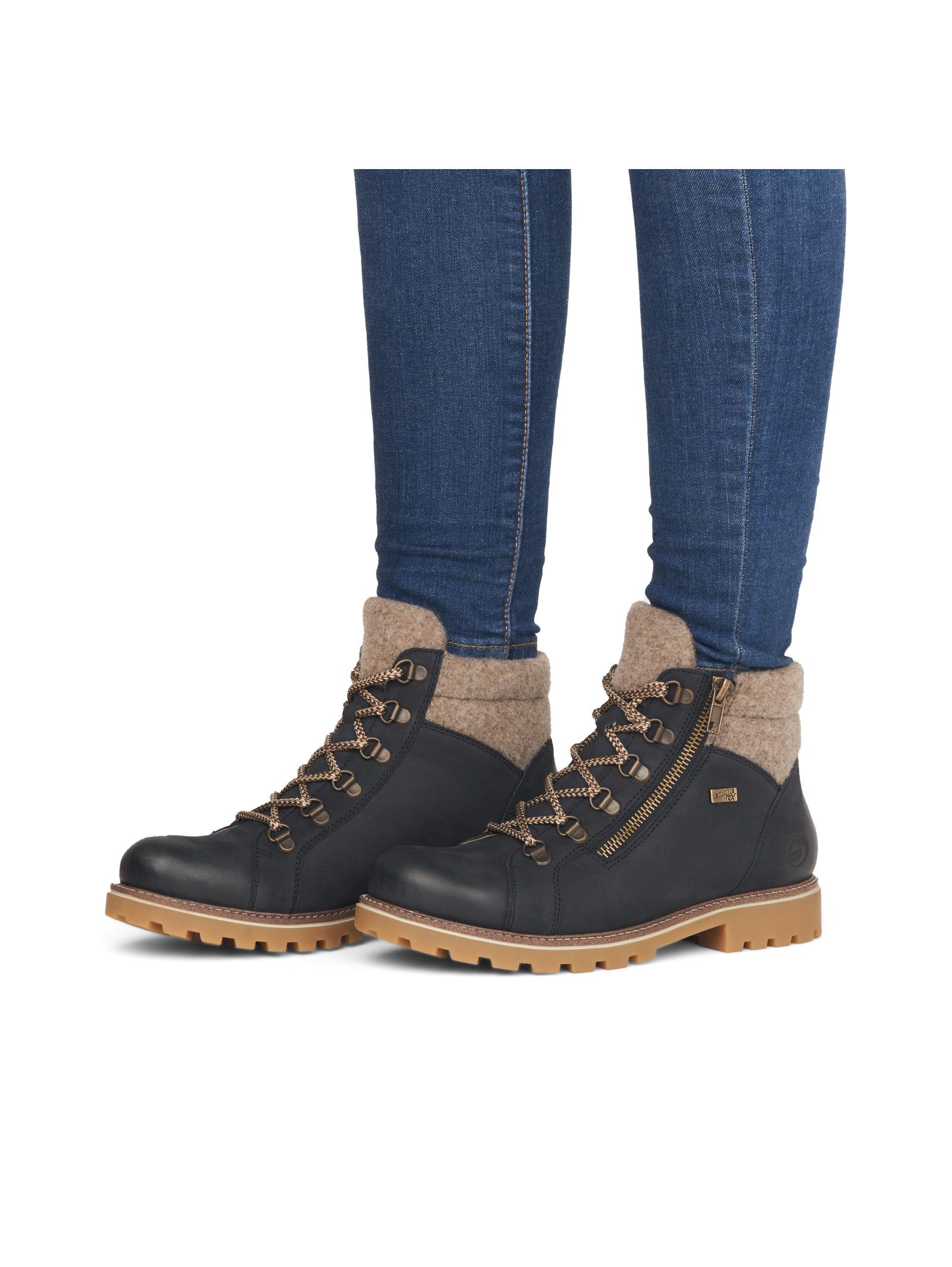Remonte Remonte Stiefelette Veloursleder Schnürstiefelette