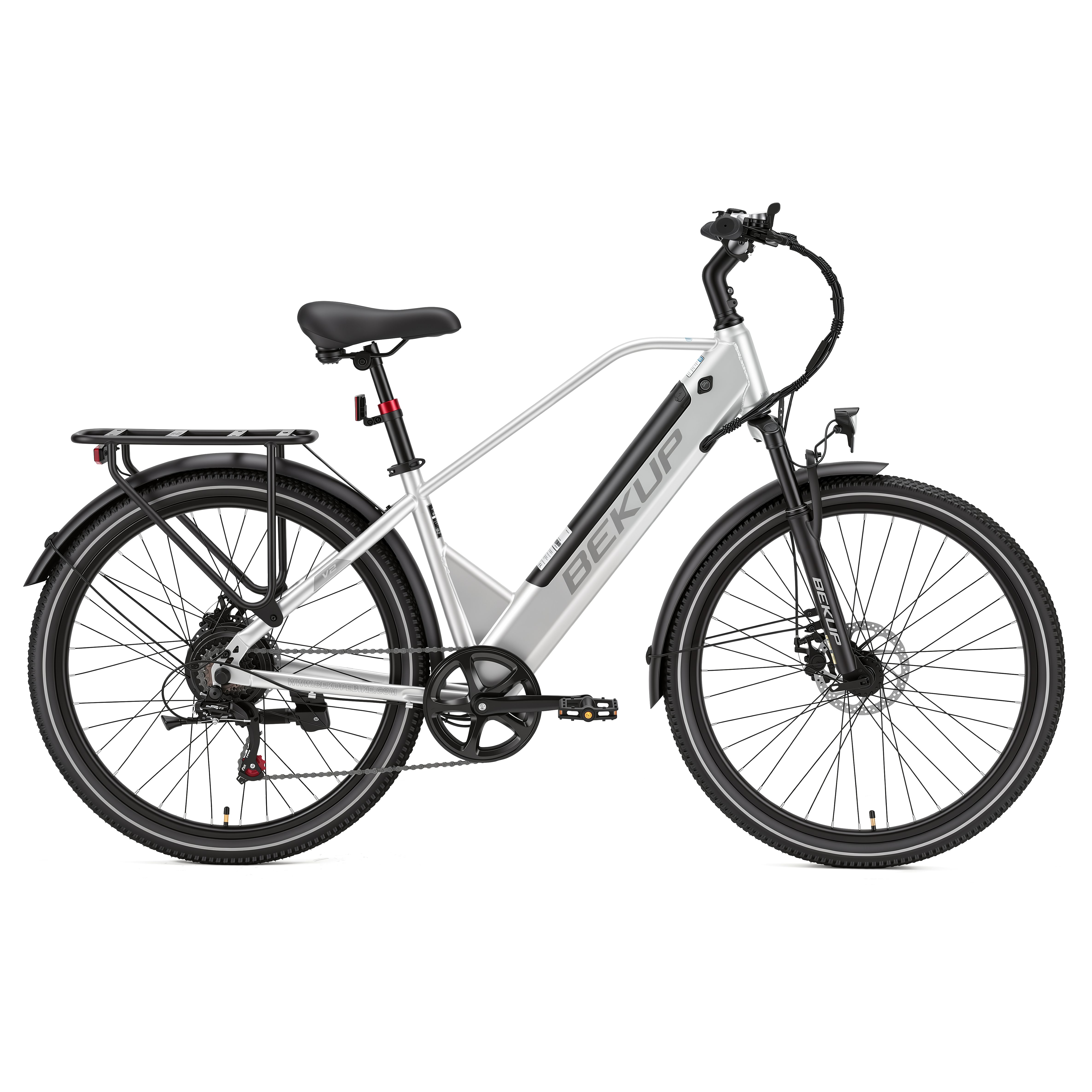 BEKUP E-Bike Cityrad V2 26 Zoll Cityrad, 522 Wh Akku, 45 Nm, Shimano 7-Gang, 7 Gang Shimano Shimano Tourney TZ Schaltwerk, Kettenschaltung, Heckmotor, 522 Wh, (Komplettset, E-Bike inklusive Akku und Ladegerät), City-Trekkingrad bis 75 km, 250 W Heckmotor, Scheibenbremsen