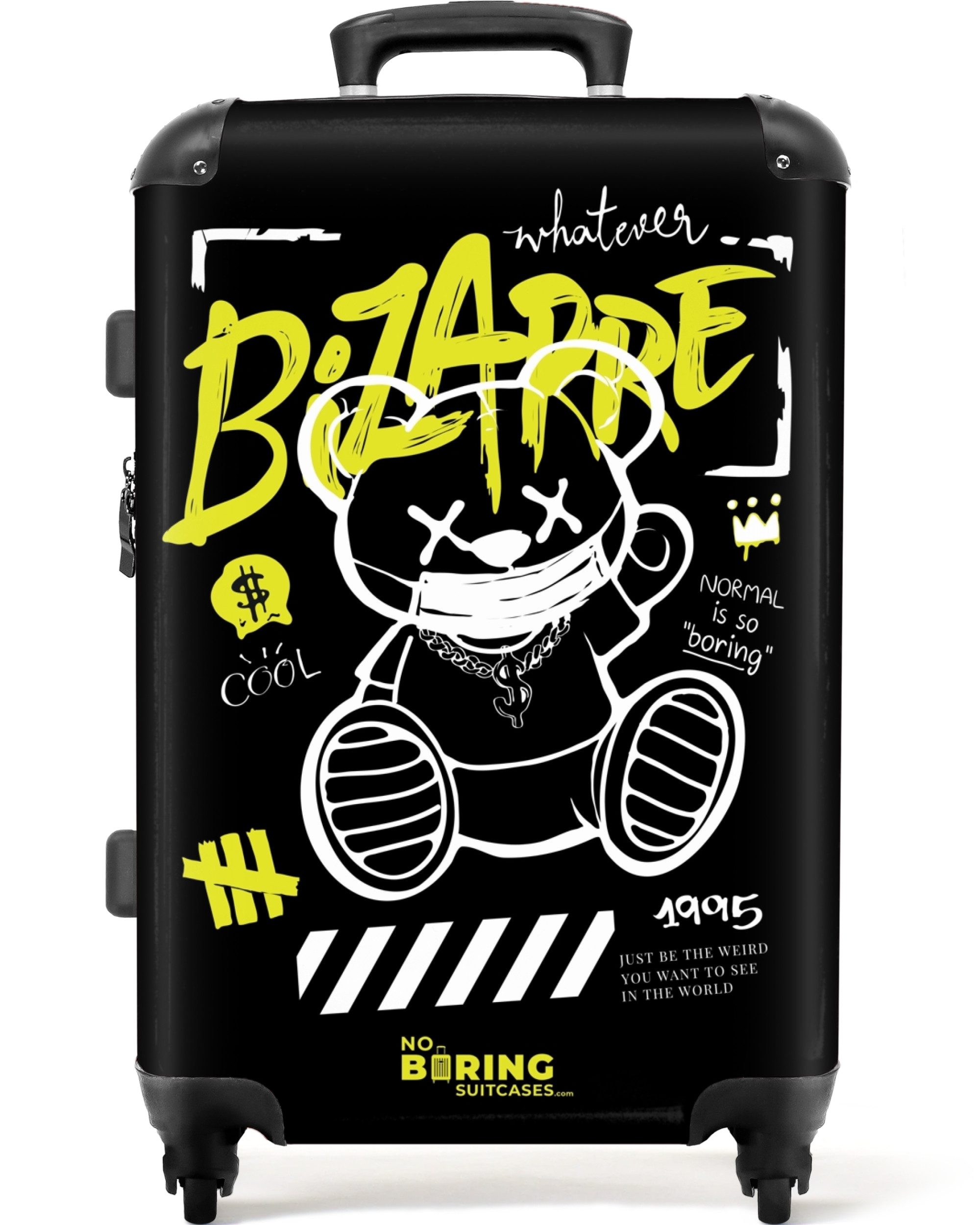 NoBoringSuitcases.com© Hartschalen-Trolley Cartoon-Bär mit Maske als günstig online kaufen