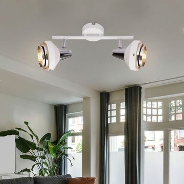 etc-shop LED Deckenleuchte, Leuchtmittel inklusive, Warmweiß, Decken Leuchte Chrom Spot Strahler verstellbar Wohn Zimmer weiß-