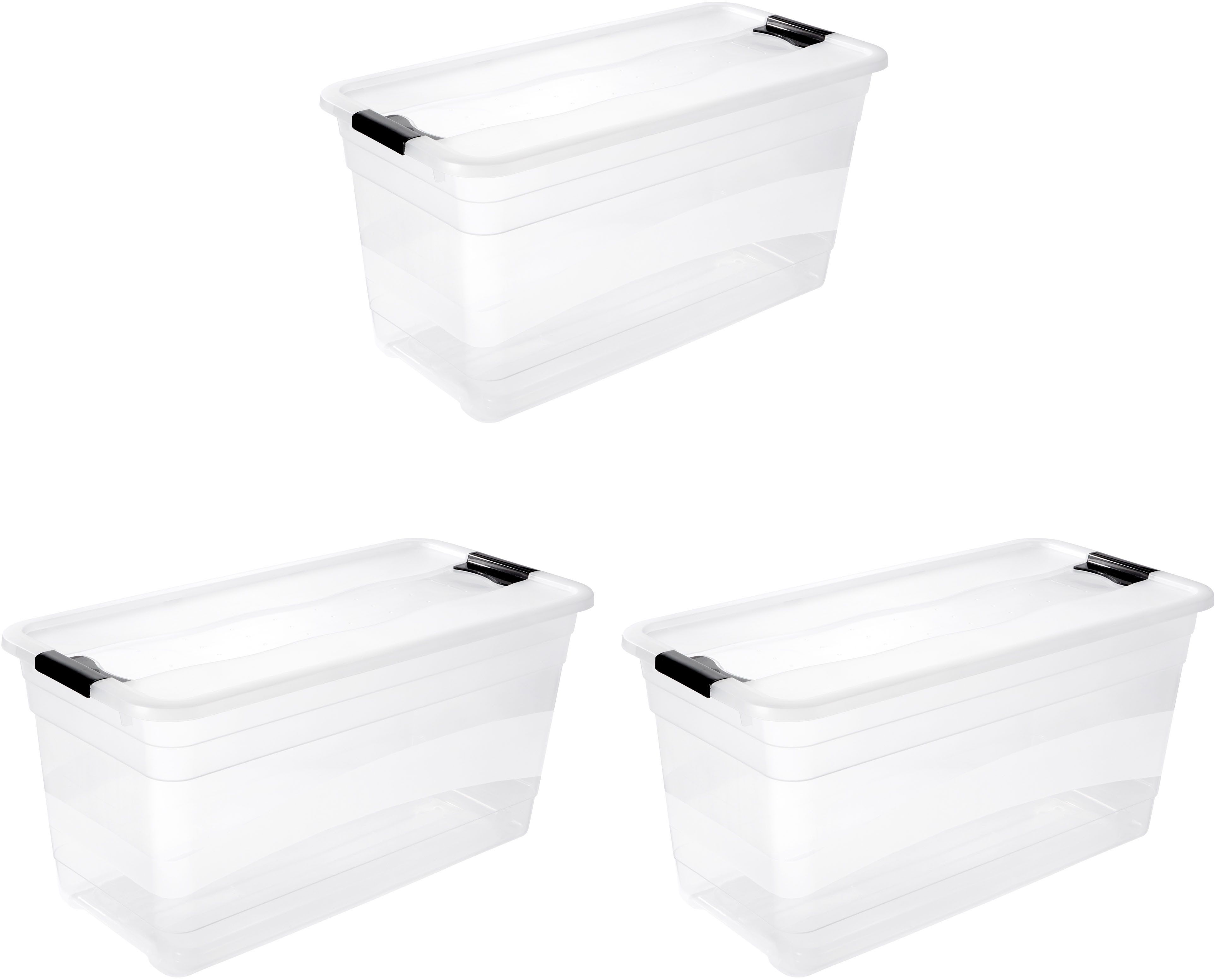 keeeper Aufbewahrungsbox Cornelia, 3er Set, 83 L, 79,5 x 39,5 x 40 cm (Set, 3 St), durch Clips verschließbar, Griffe am Boden