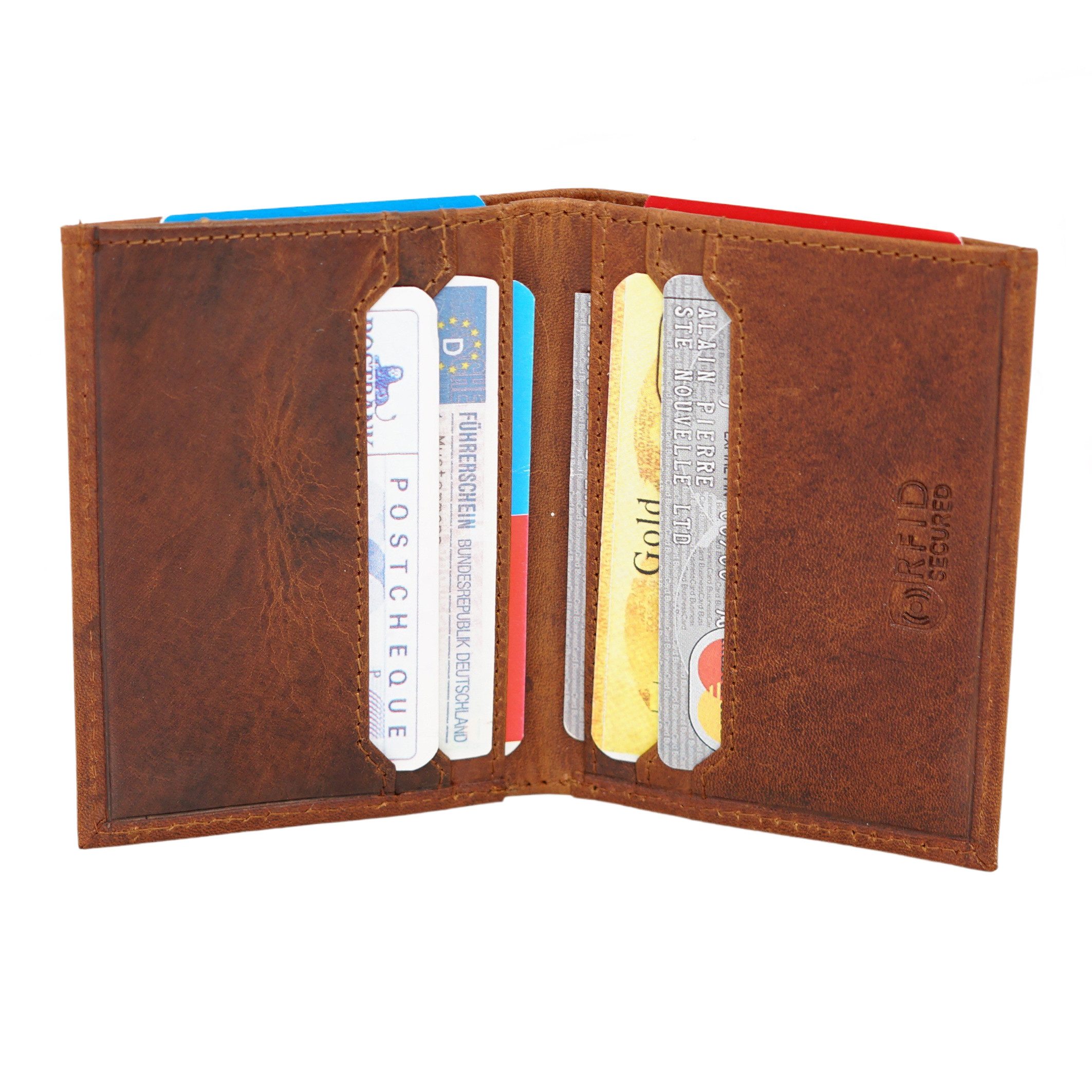 ALMADIH Mini Geldbörse Leder SP3 Portemonnaie Slim wallet mini Geldbörse 6 Fächer