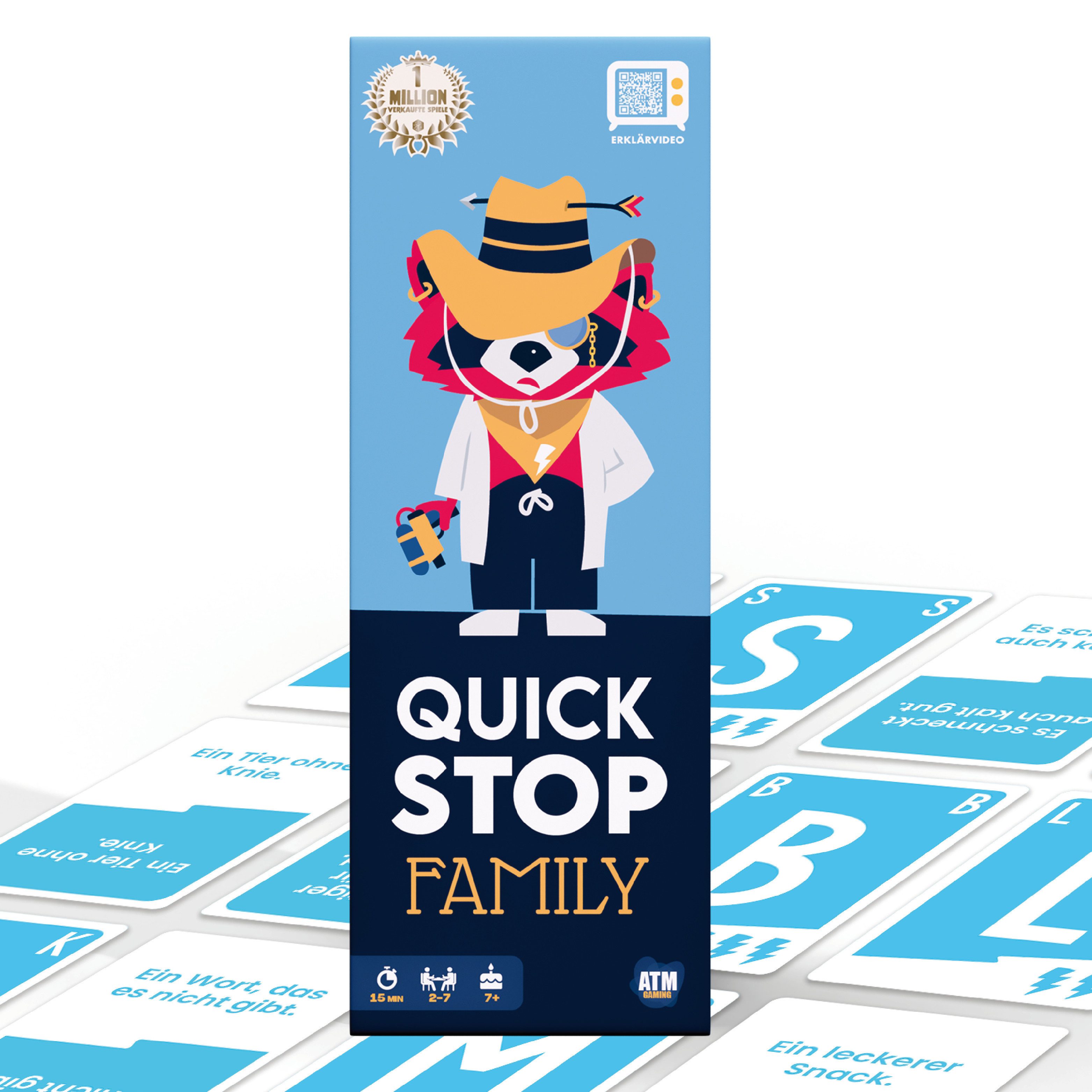 ATM GAMING Spiel QuickStop - Das Buchstaben-Duell - Familien-Edition, Kartenspiel, Reisespiel, Gesellschaftsspiel, Familienspiel