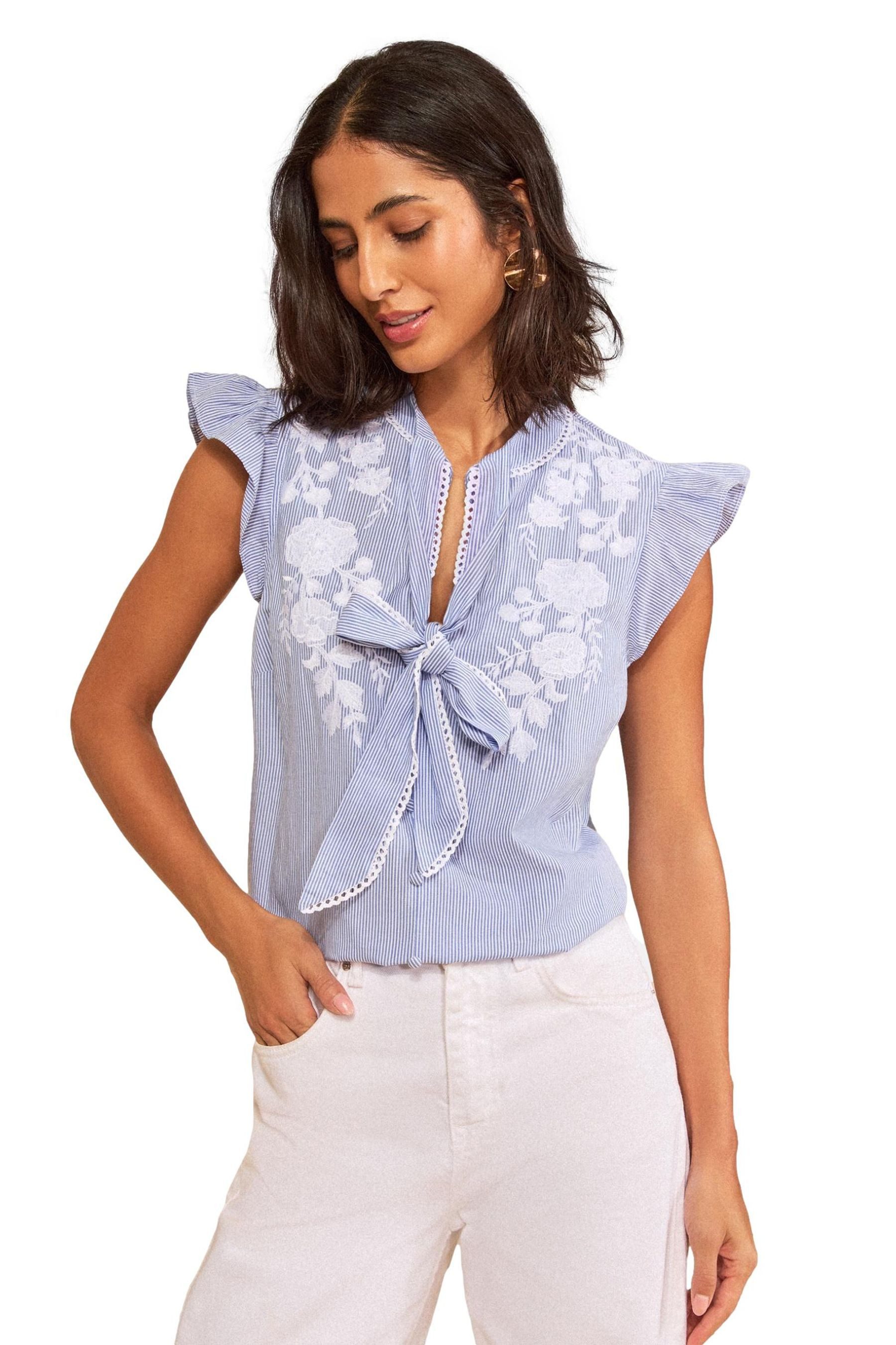 Love & Roses Blusentop Love & Roses Schluppenbluse mit Stickerei, Regular (1-tlg)
