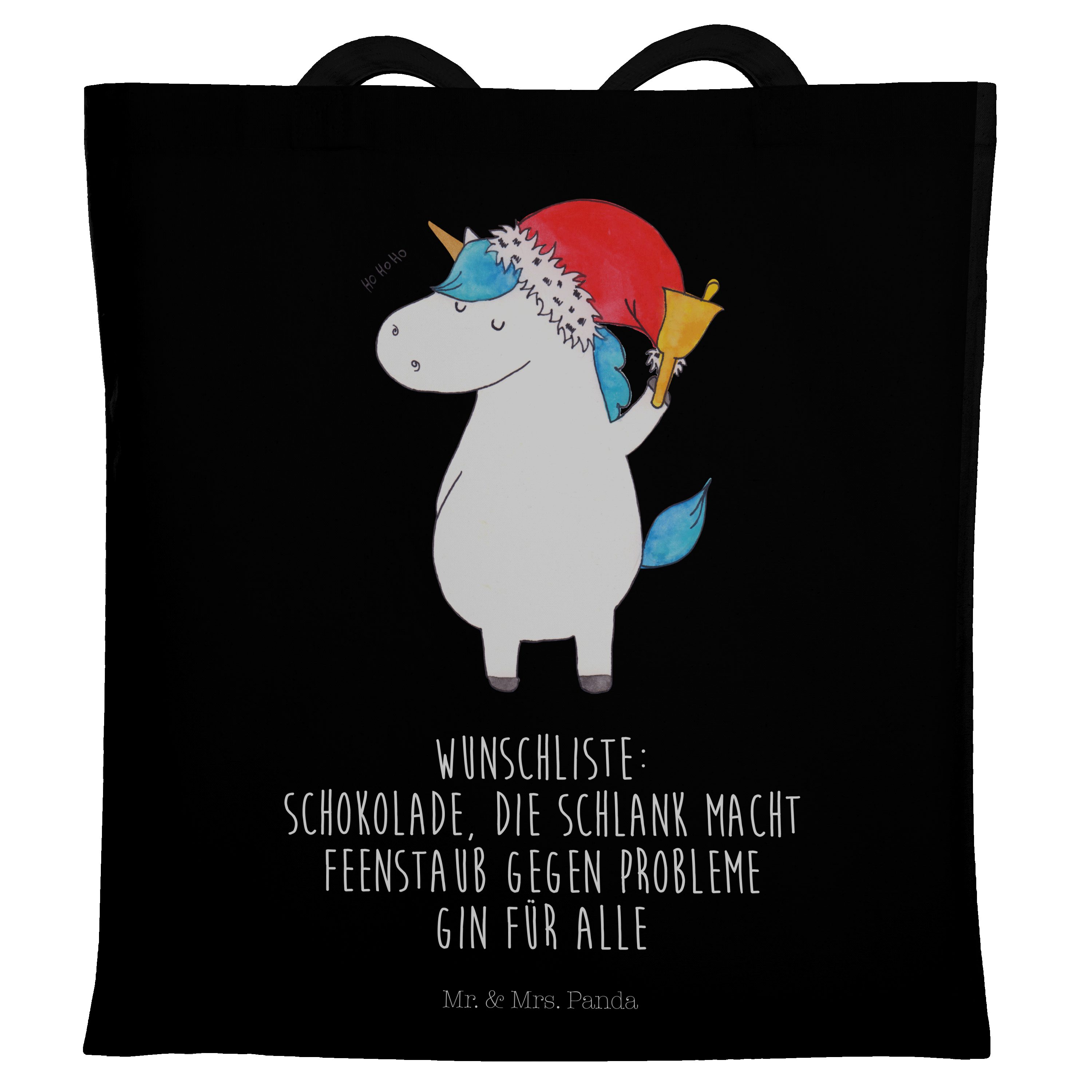 Unicorn, Panda Geschenk, Weihnachtsmann - - Mrs. Einhorn Tragetasche & Mr. (1-tlg) Schwarz Einkaufstasche,