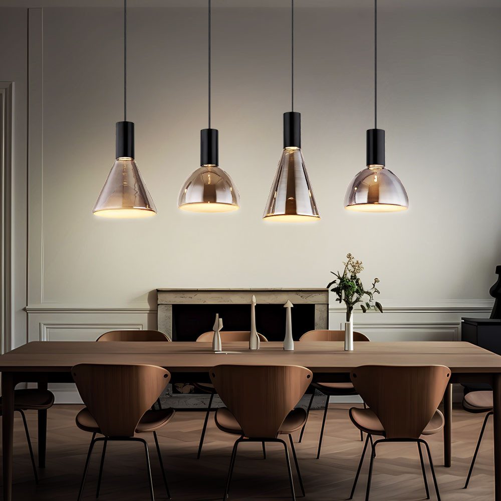 GLOBO LIGHTING Hängeleuchte, Leuchtmittel nicht inklusive, Pendelleuchte Hängelampe Deckenleuchte Esszimmerlampe Glas Rauchfarbe