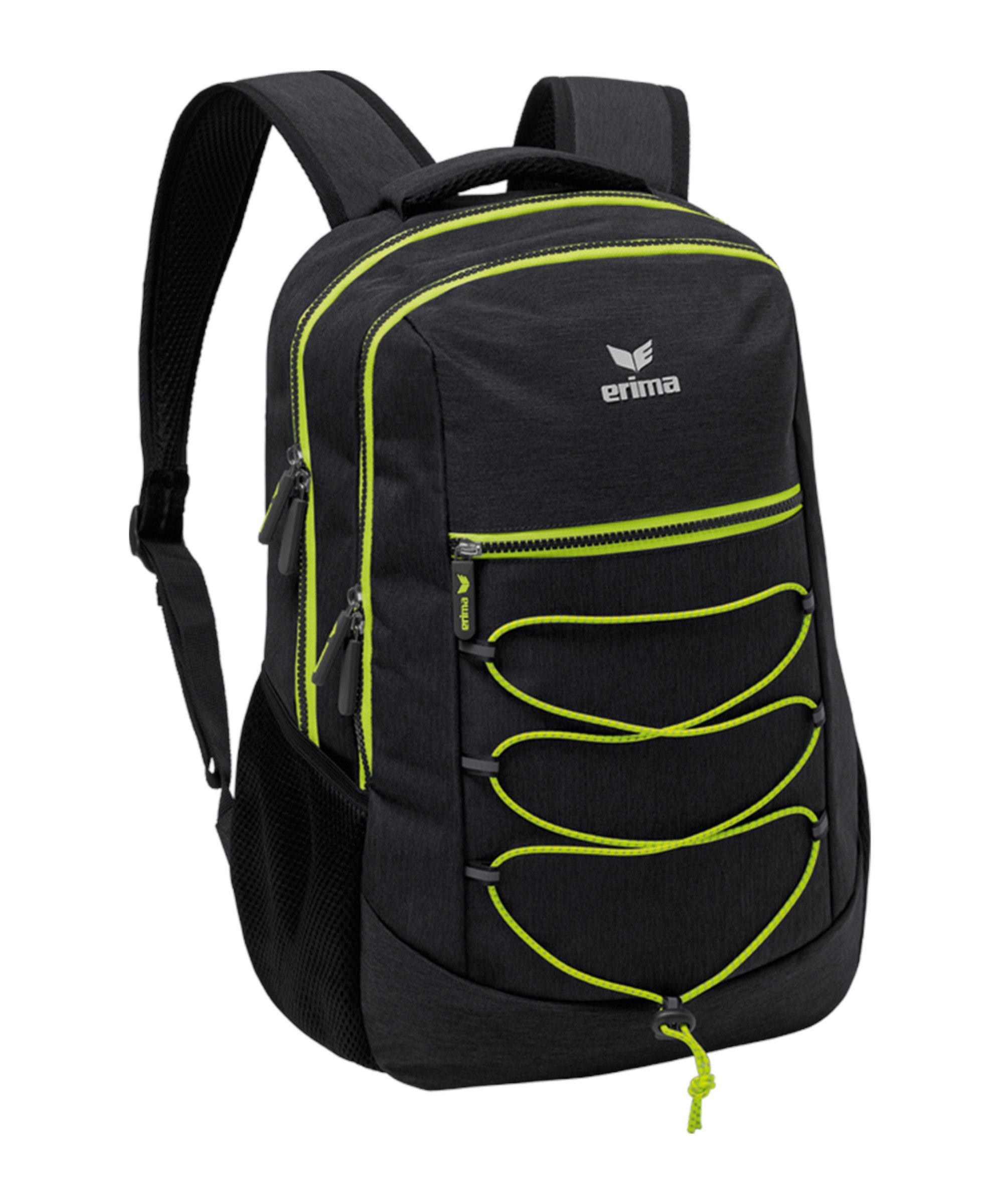 Erima Freizeittasche Squad Rucksack, breit melange/ lime