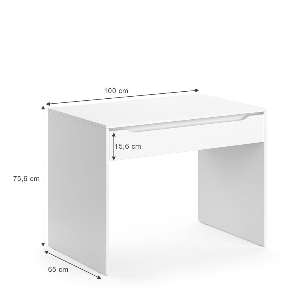 Schreibtisch RUBEN 100x65cm Vicco Computertisch Bürotisch Weiß