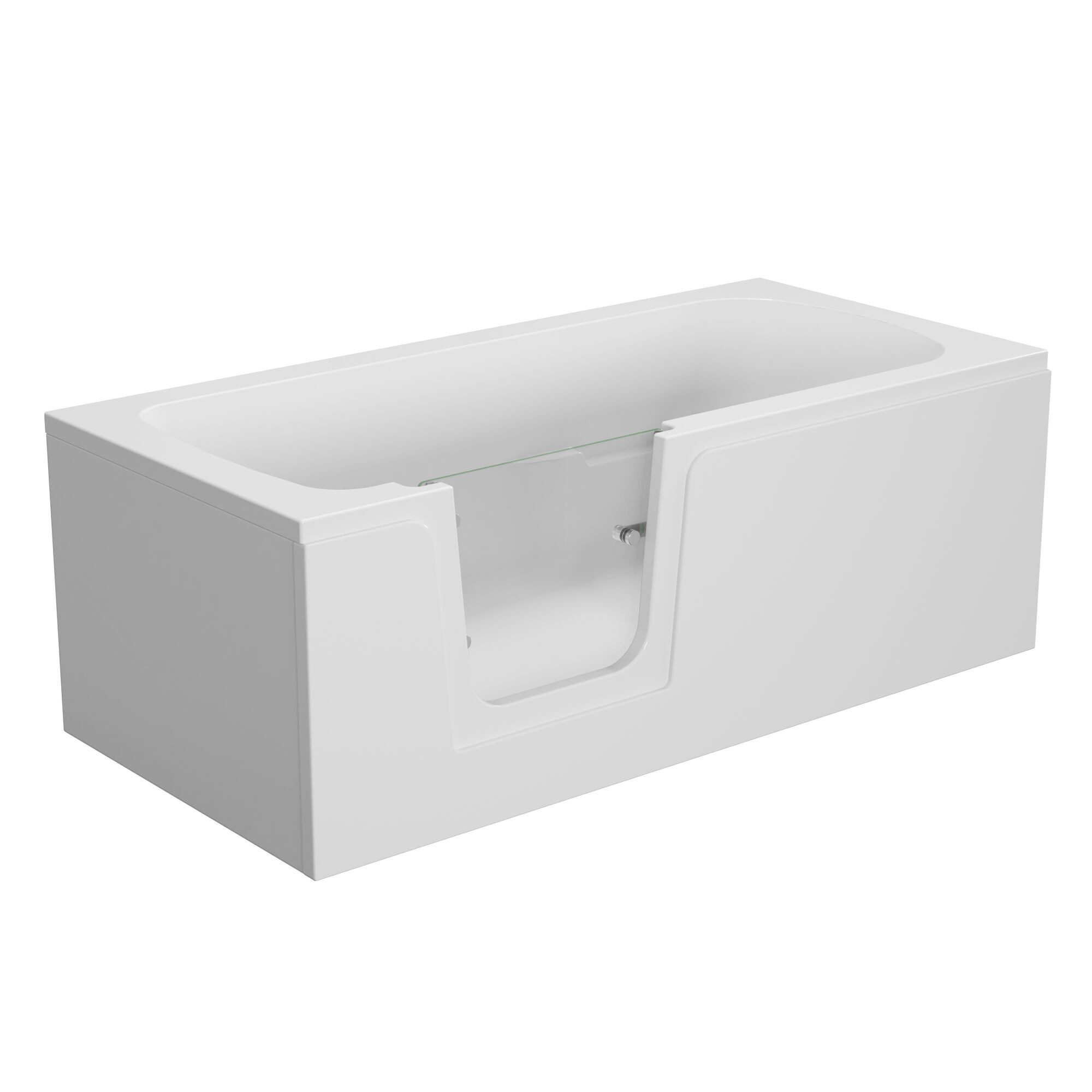 Schulte Badewanne Q1 mit Tür, 175 x 70 cm, mit Front- und Seitenschürze, (Komplettset), inkl. Fußgestell und Ablauf, Türanschlag links