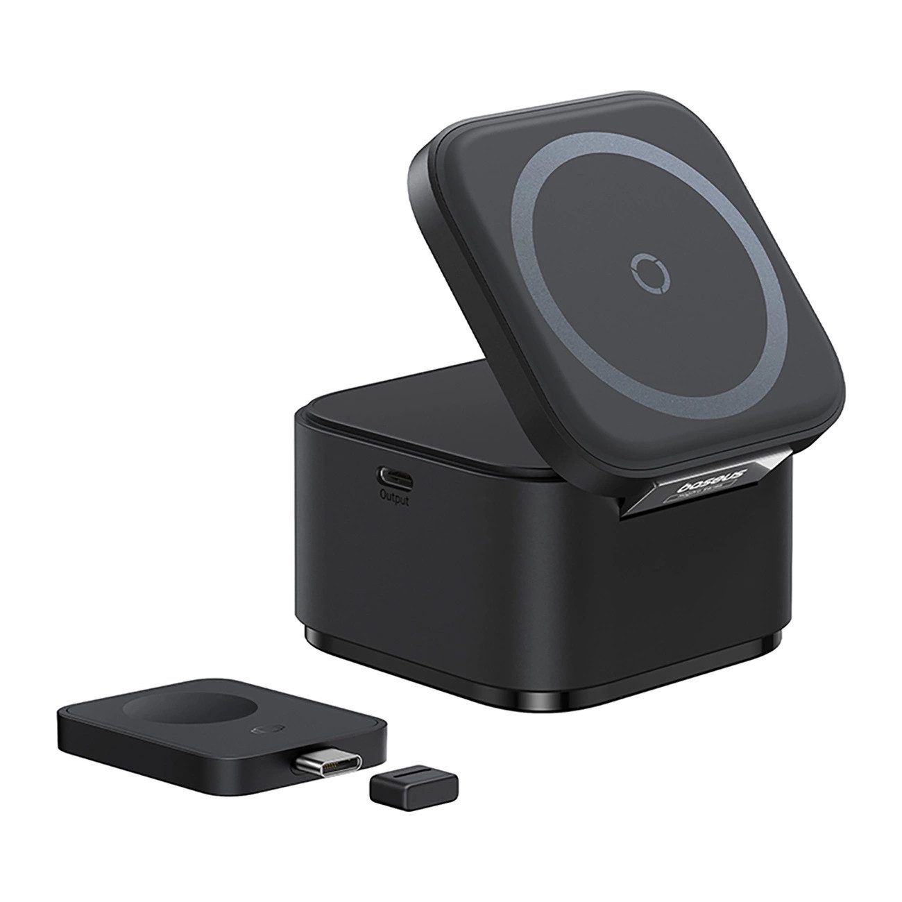 Baseus MagPro Wireless Charger (Ladestation-Set, Ladestation inkl. Mini-Smartwatch-Ladegerät, 3-in-1 MagSafe Ladegerät mit 25W, für Telefon, Kopfhörer, Smartwatch)
