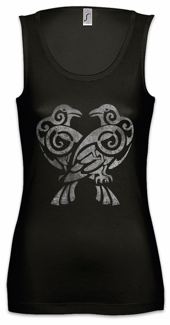 Tanktop Hugin And Munin IV Ärmelloses Damen T-Shirt Runen Runes Raben Walhalla