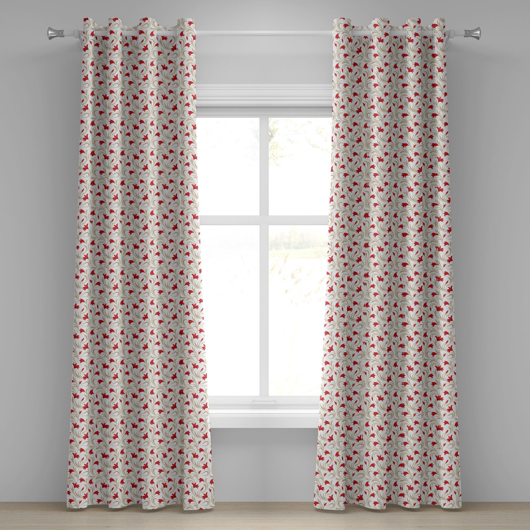 Gardine Dekorative 2-Panel-Fenstervorhänge für Schlafzimmer Wohnzimmer, Abakuhaus, Blumen Gladiolus und Blätter