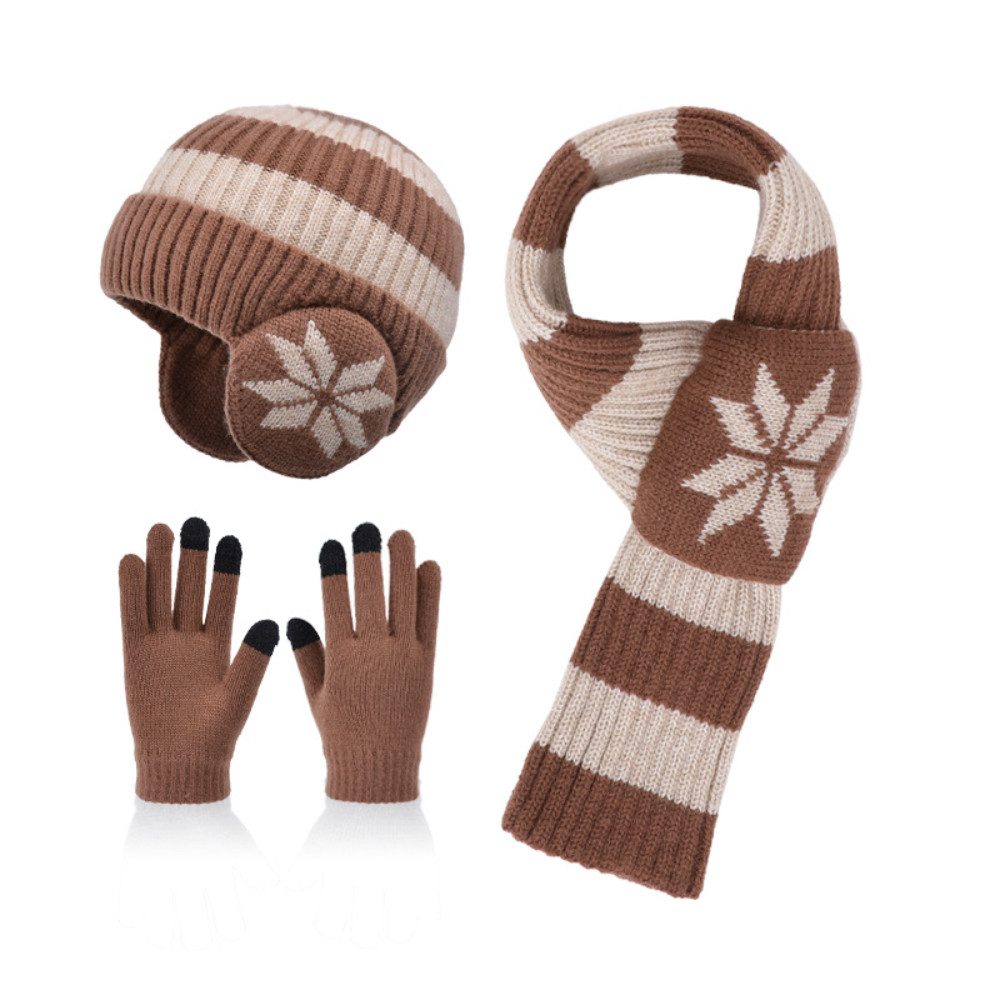 Blusmart Mütze & Schal Kinder Herbst/Winter Dreiteiliges Set aus Mütze, Schal und Handschuhen (Nackenschutz, Wärme und Windschutz, Weich und zart, farbecht und pillingfrei) Geeignet für Kinder von 4 bis 12 Jahren, Unisex.