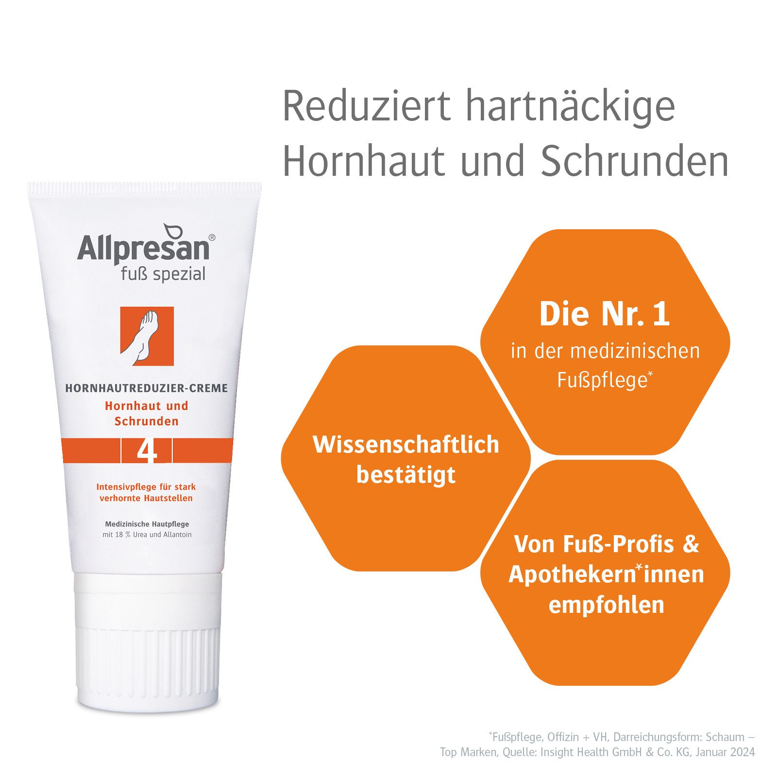 Allpresan Fußschaum Allpresan Fuß spezial 4 Hornhaut und Schrunden -Produkt wählbar- Optimal als 14-Tage Intensiv-Kur, 1-tlg., Spezialpflege gegen ausgeprägte Hornhaut mit 18% Urea & Allantoin