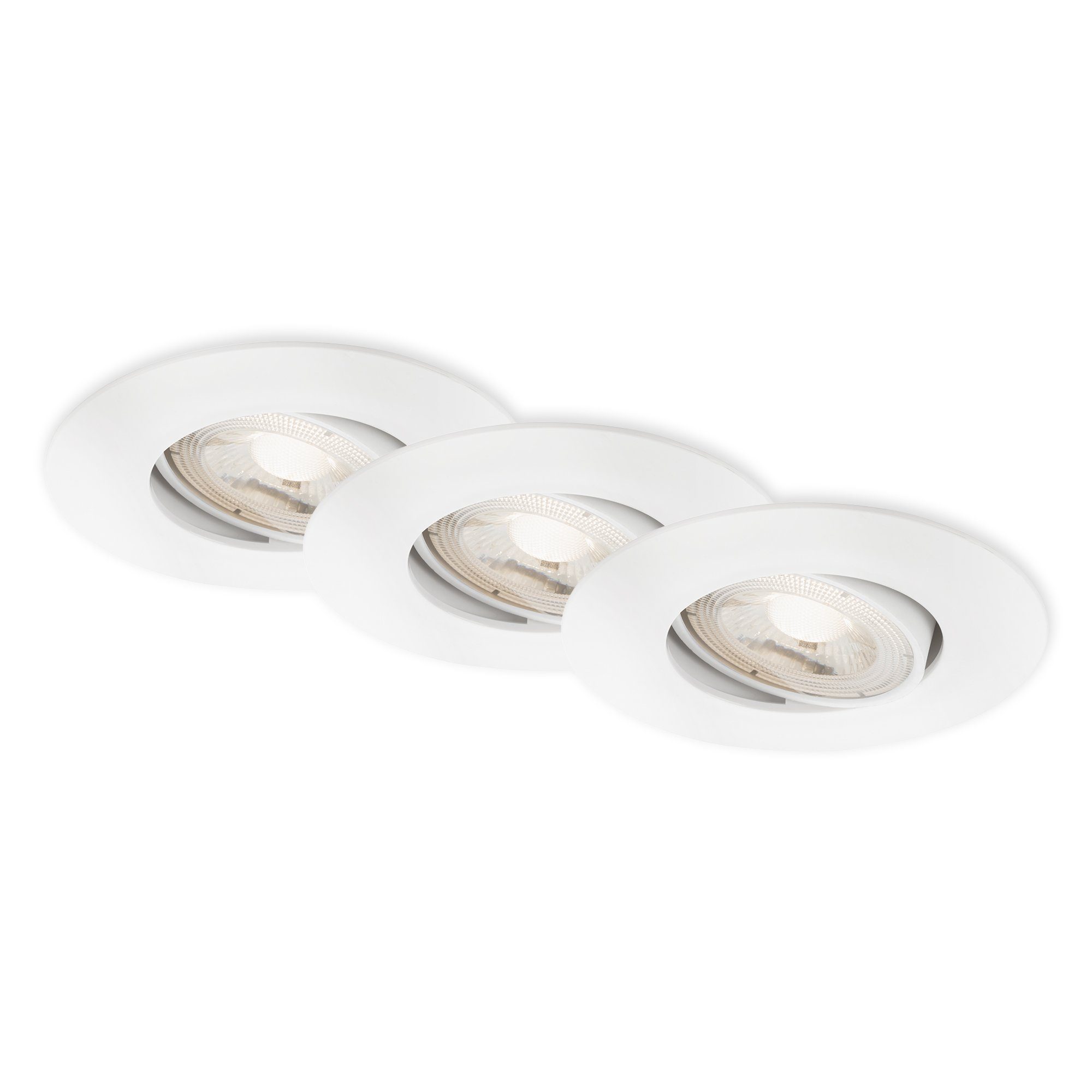 Briloner Leuchten LED Einbauleuchte 7602036, LED fest verbaut, 3er Set, 3000 K, schwarz, IP65, 9 cm