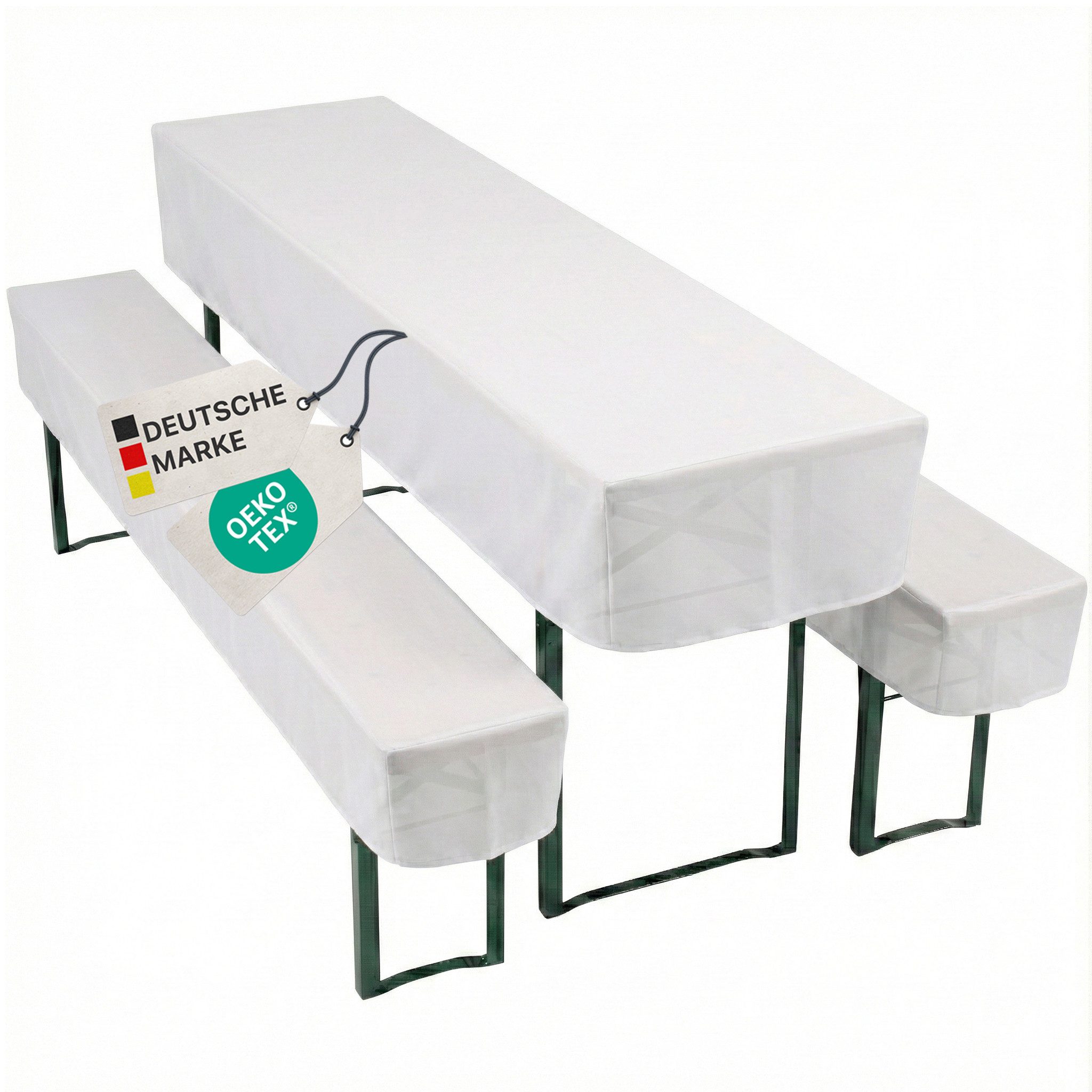 NYVI Hussen-Set Biertischhussen Set NYVIGala - Tischhusse + 2 Bierbankhussen, 3-teiliges Premium Hussenset für Bierzeltgarnitur