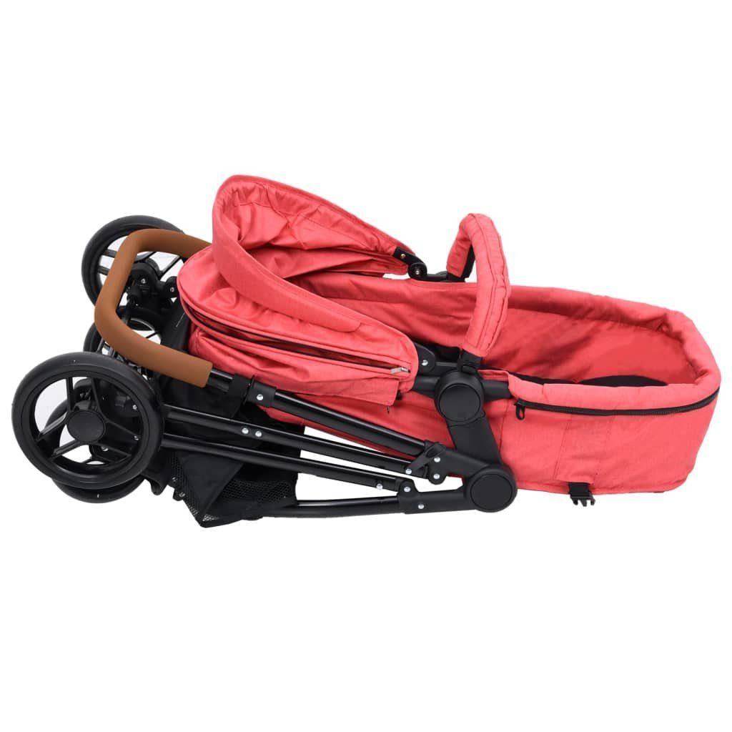 vidaXL Kinder-Buggy 3-in-1 Kinderwagen Rot | Rot und Stahl Rot Schwarz