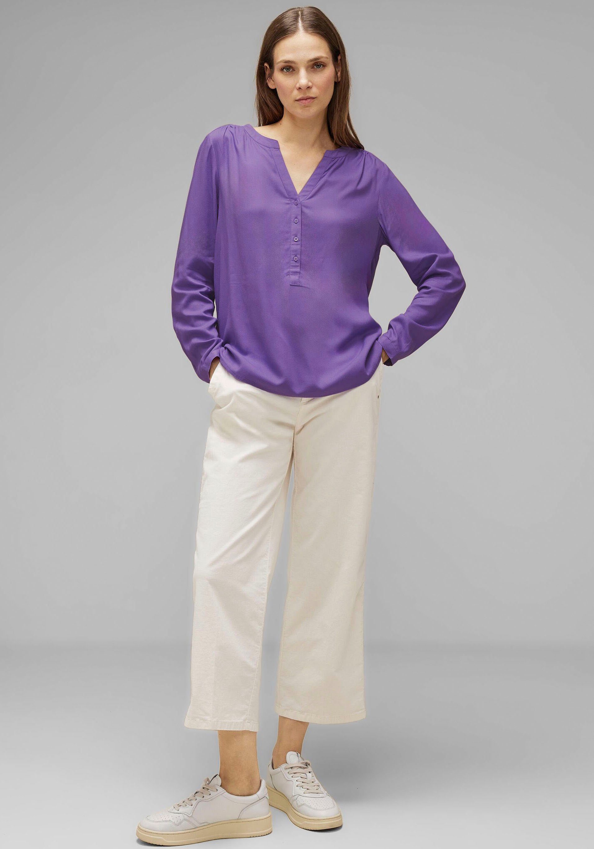 Seitenschlitzen lupine Style lilac mit Shirtbluse Bamika ONE STREET